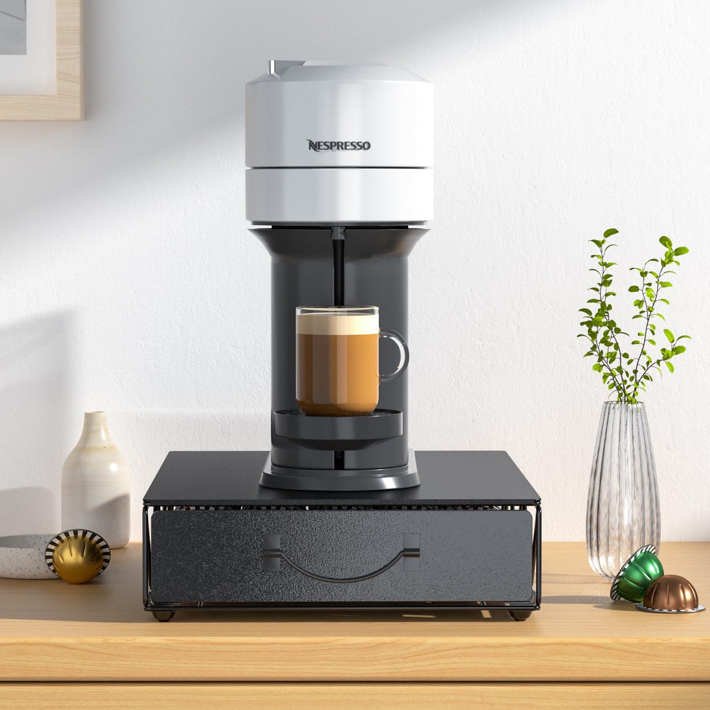 - HFHOME Metal Coffee Pod Holder | 50 Nespresso Vertuo Capsules Pod Holder -