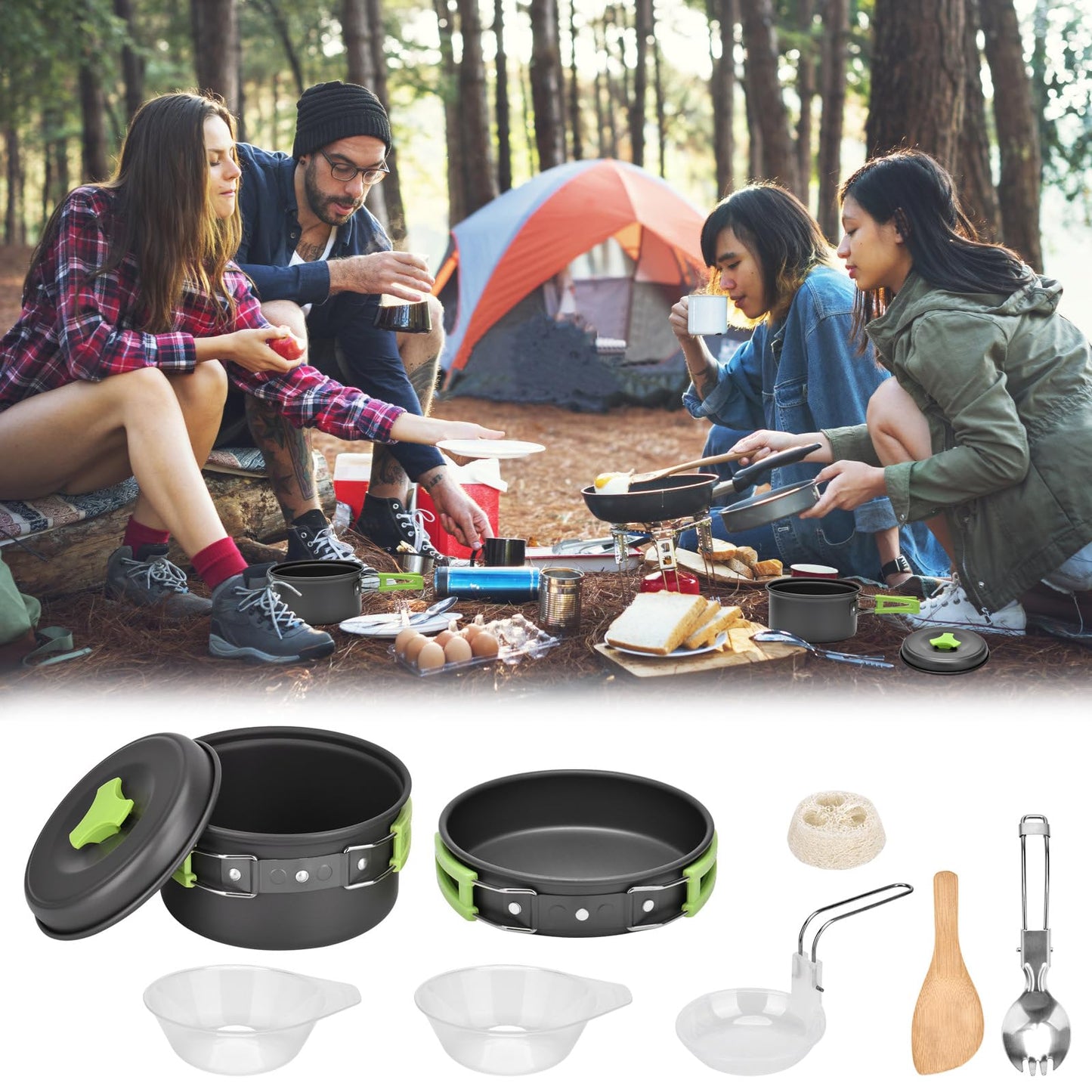 - Queta 10-Piece Cookware Kit | Picnic Pots Cookware Camping Set -