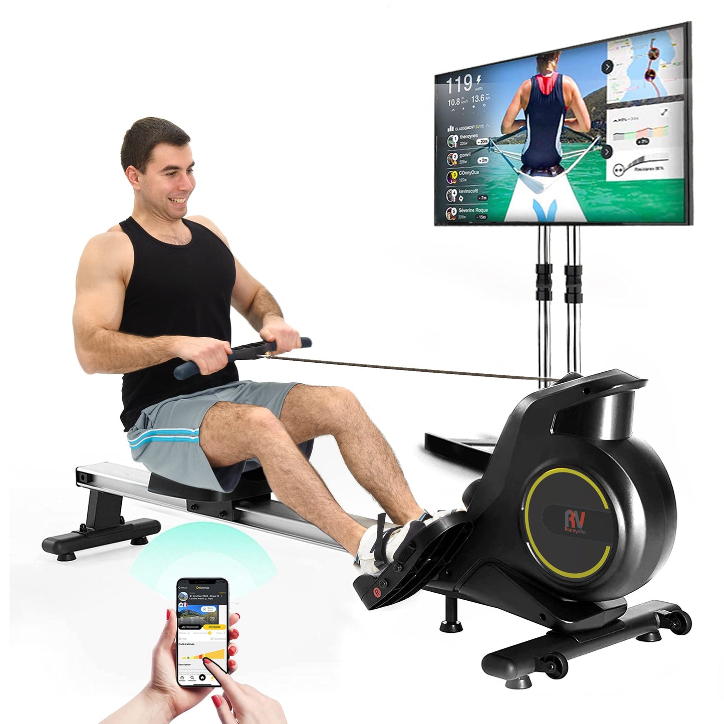 - Roneyville RowActiv8 | Smart Magnetic Rowing Machine | Home Gym | Digital Fitness -