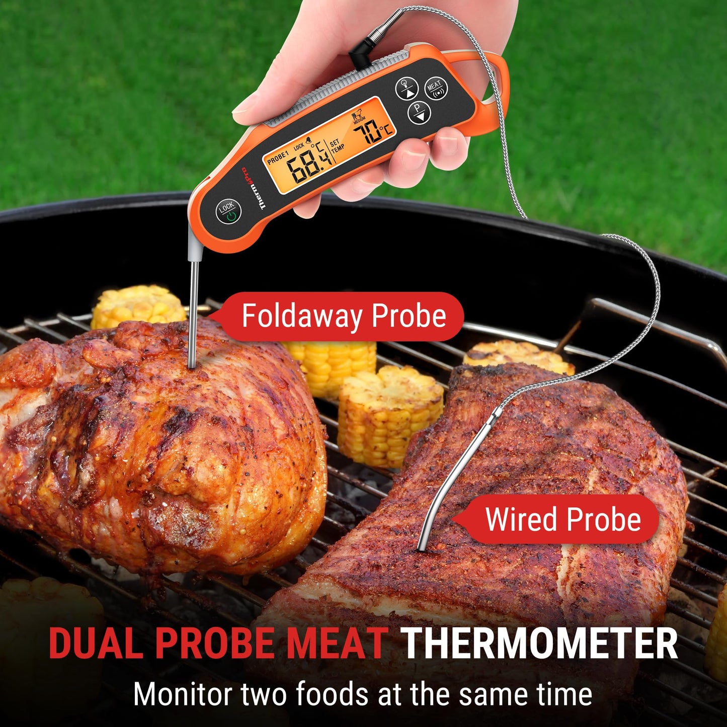 - ThermoPro Instant Read Meat Thermometer | Digital | 2-in-1 Waterproof Kitchen Food Thermometer -