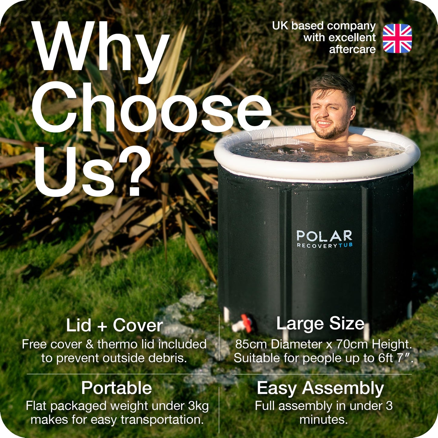 - Polar Recovery Tub / 370L | Portable Ice Bath for Cold Water Therapy Training -