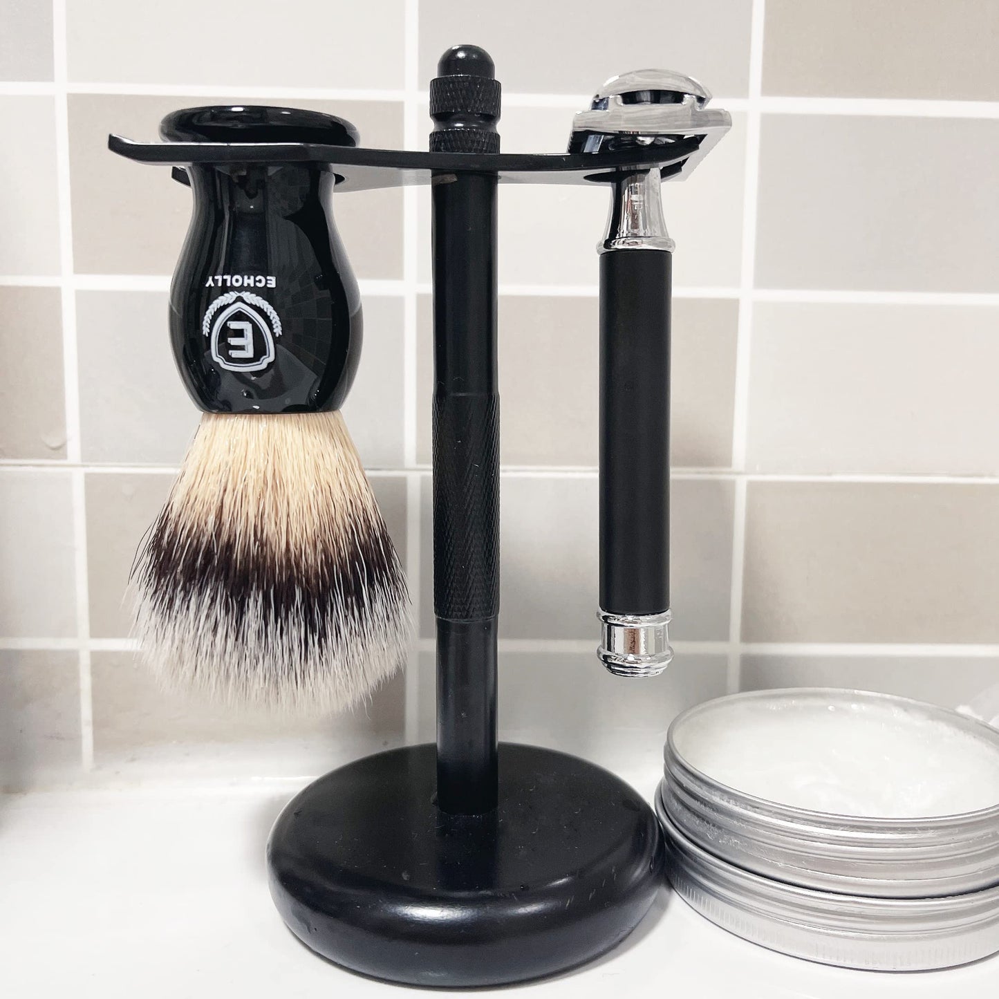 - Luxury Mens Shaving Brush by Echolly | NO Shedding Bristle Shaving Brushes for Men -