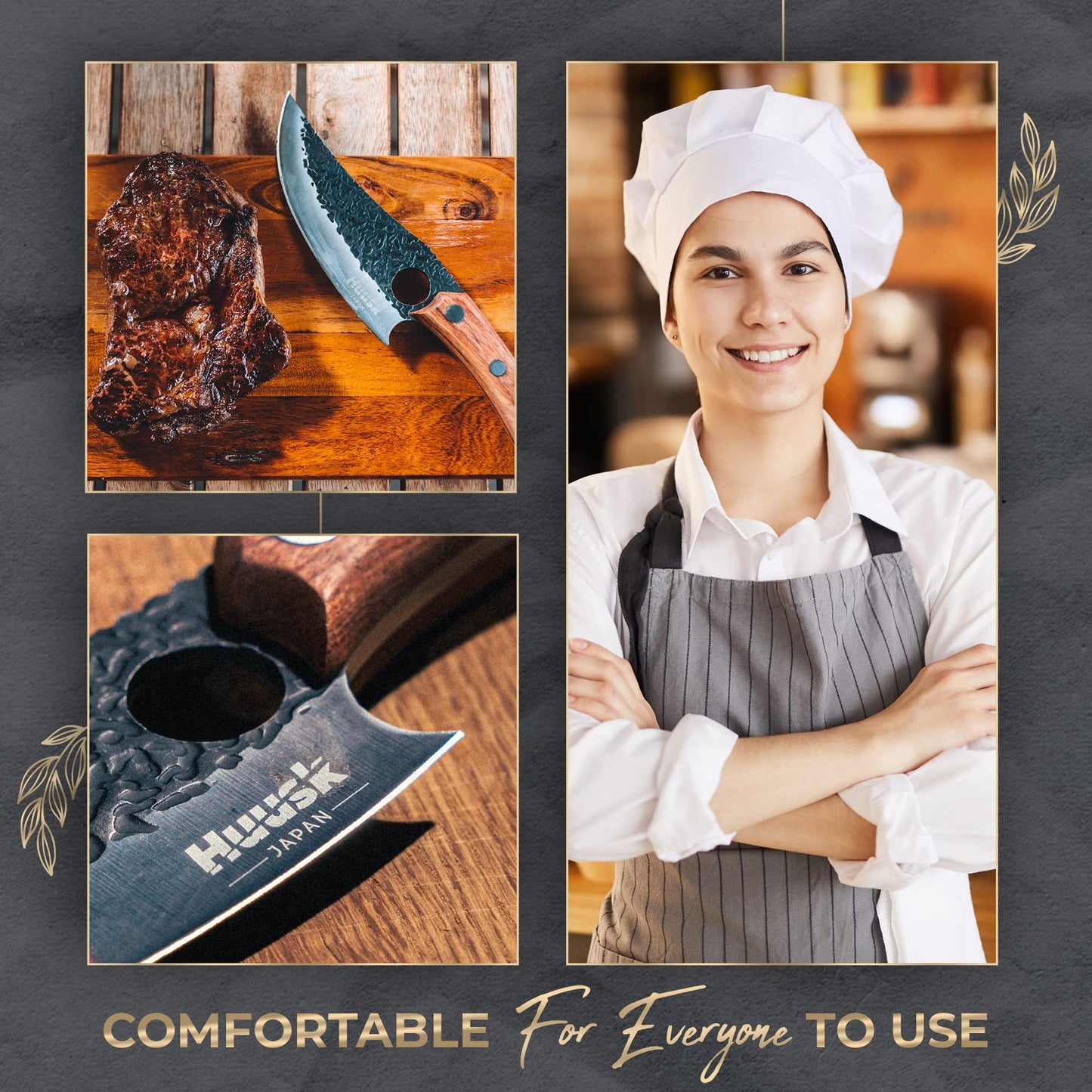 - Huusk | Japanese Kitchen Knife Set With Premium Leather Sheath | Designed For Balance And Control -