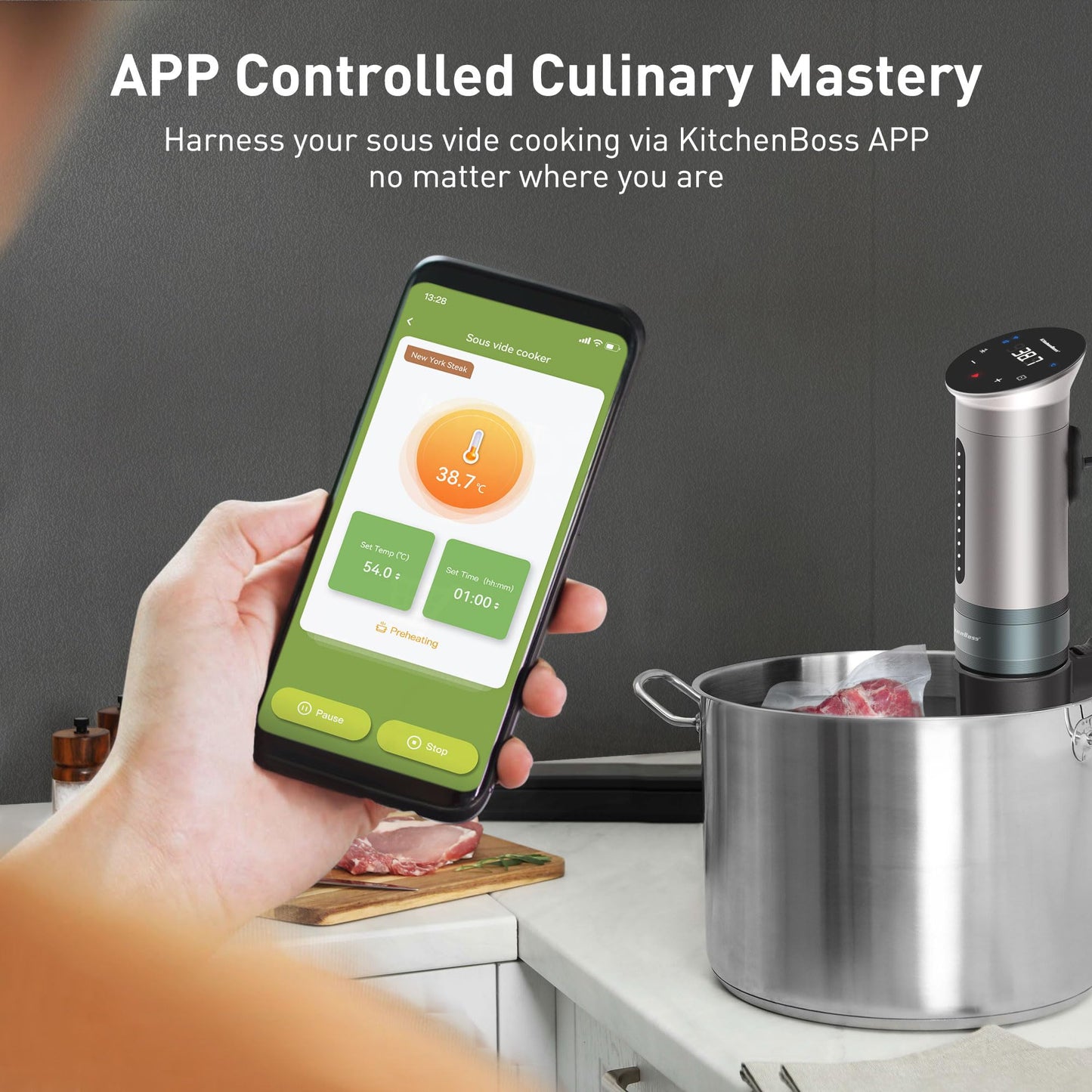 - KitchenBoss WIFI Sous Vide Machine | Sous Vide Cooker | 1100W Cooking Machine -