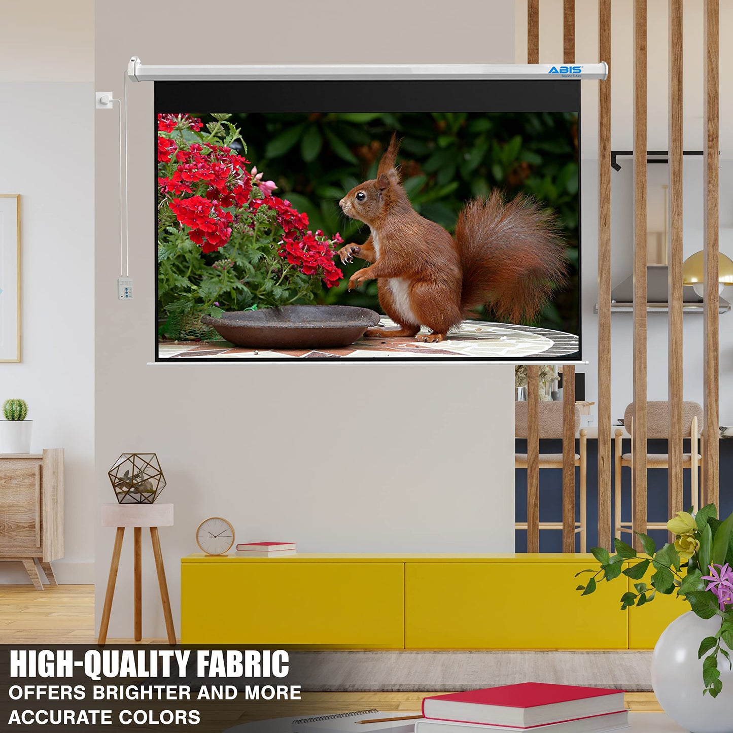 ABIS 84" Electric Motorised Projector Screen | Support 16:9 Aspect Ratio Resolution FHD, 2K to 8K | Perfect for Meeting, School, Home, Theatre, Cinema Indoor