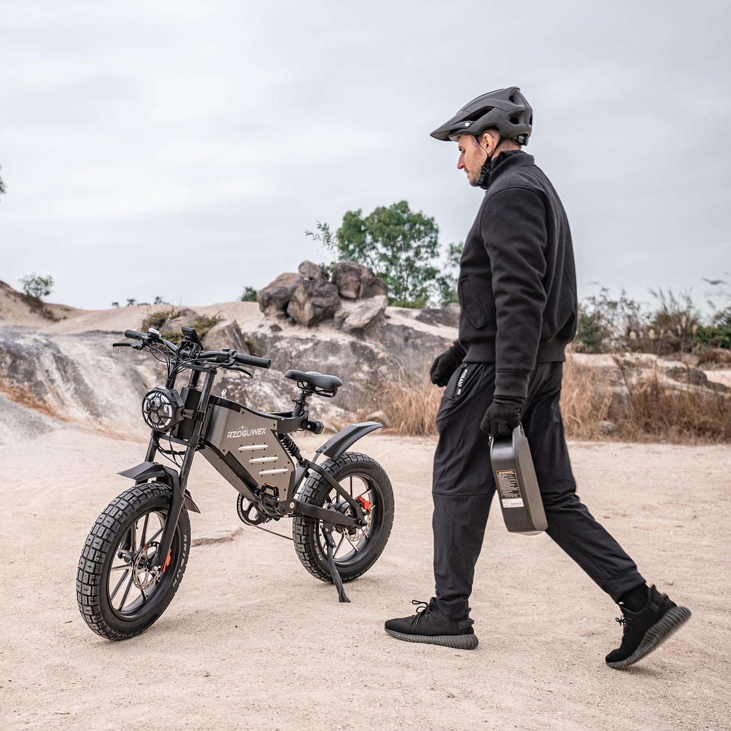 - RZOGUWEX Electric Bicycle | 20 Inch Off-Road EBIKE for Adults | 48V 25AH Detachable Lithium Ion Battery -