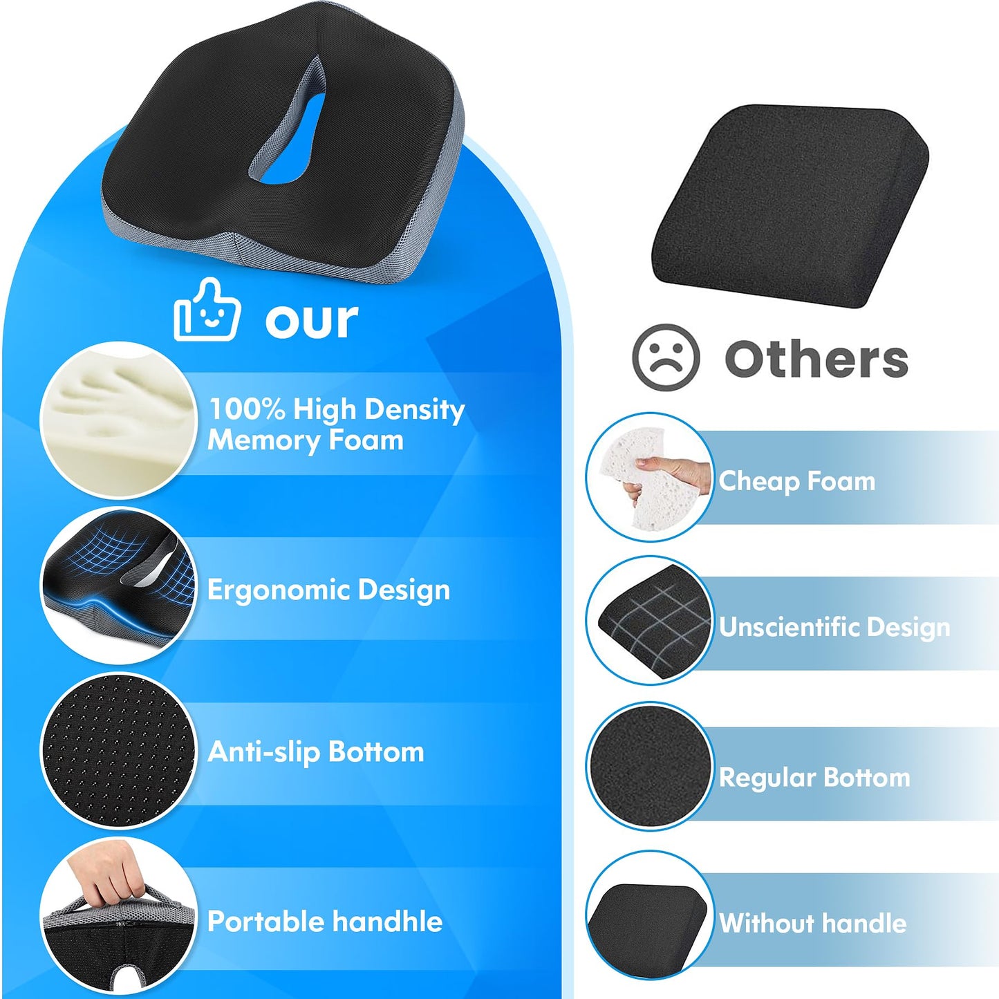 - POOTACK Seat Cushion | Memory Foam Seat Cushion | Ergonomic -