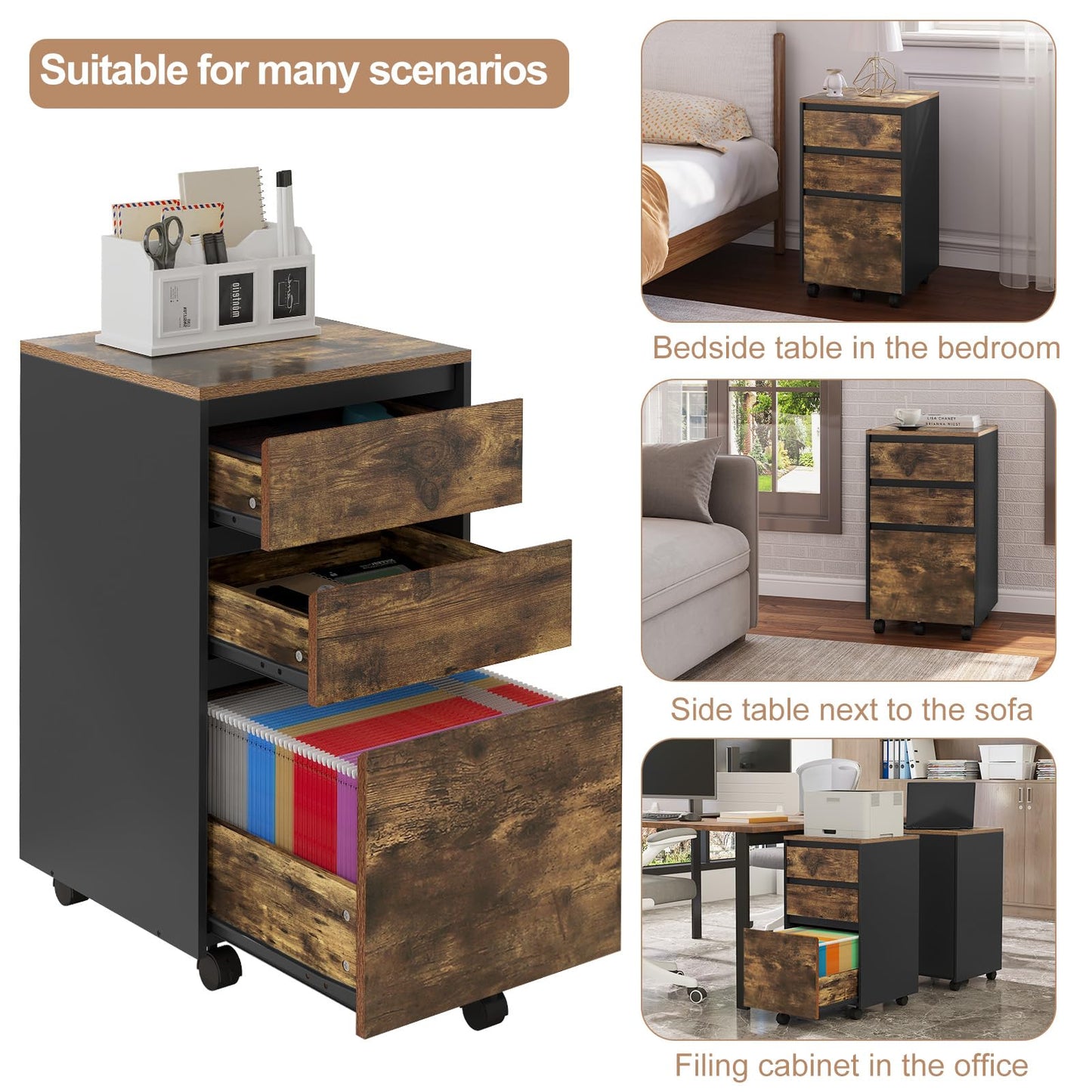 - WOLTU Mobile Filing Cabinet for Lever Arch Folders, Storage Cabinet in the Office