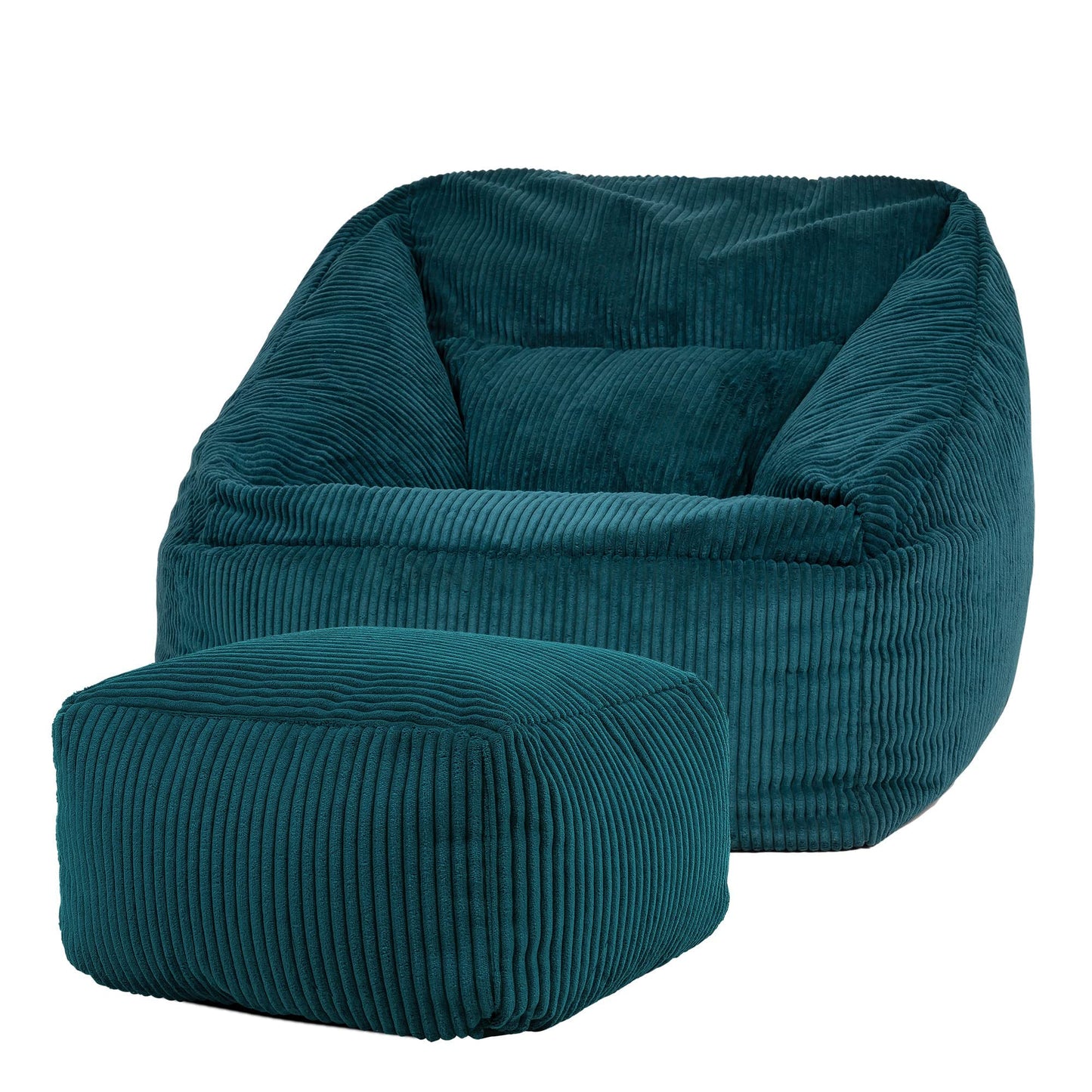 - icon Morgan Cord Bean Bag Chair and Footstool | Teal Green |Giant Bean Bag Armchair -