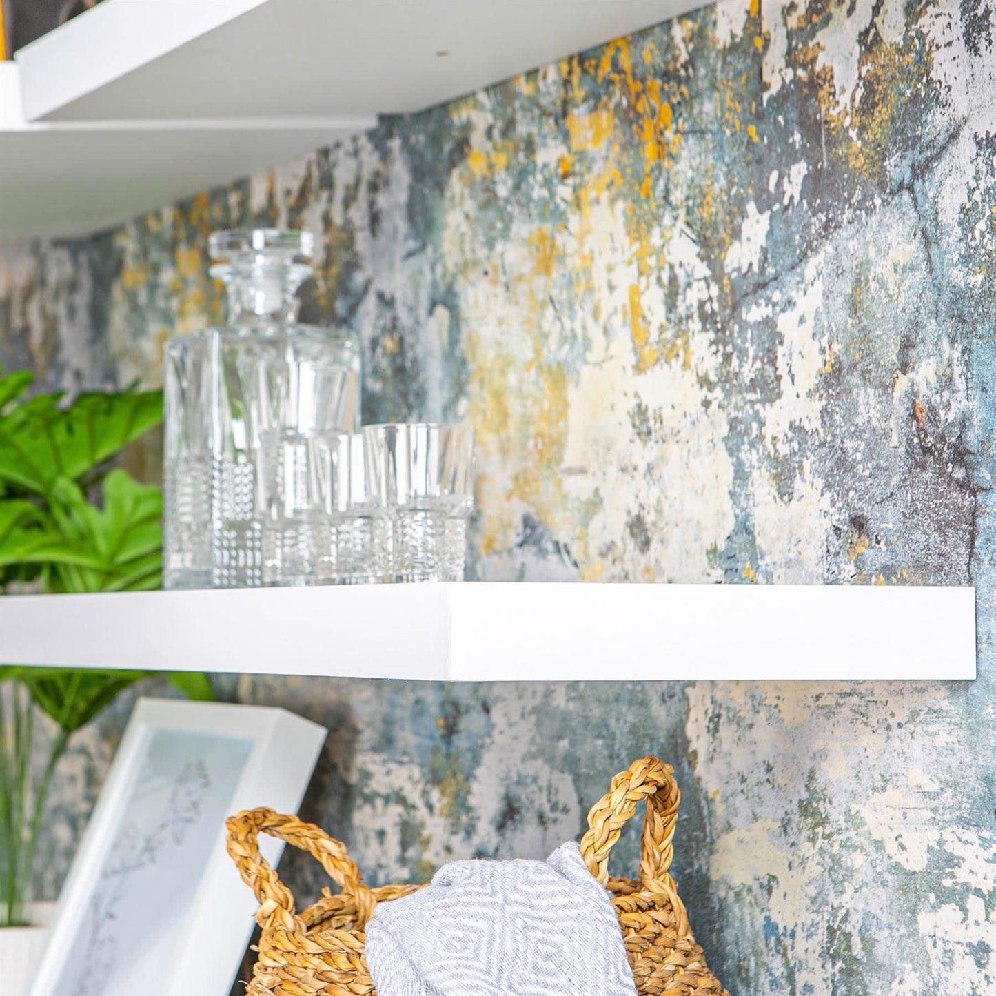 - Harbour Housewares Modern Floating Wall Shelf | 60cm | White | Pack of 2 -