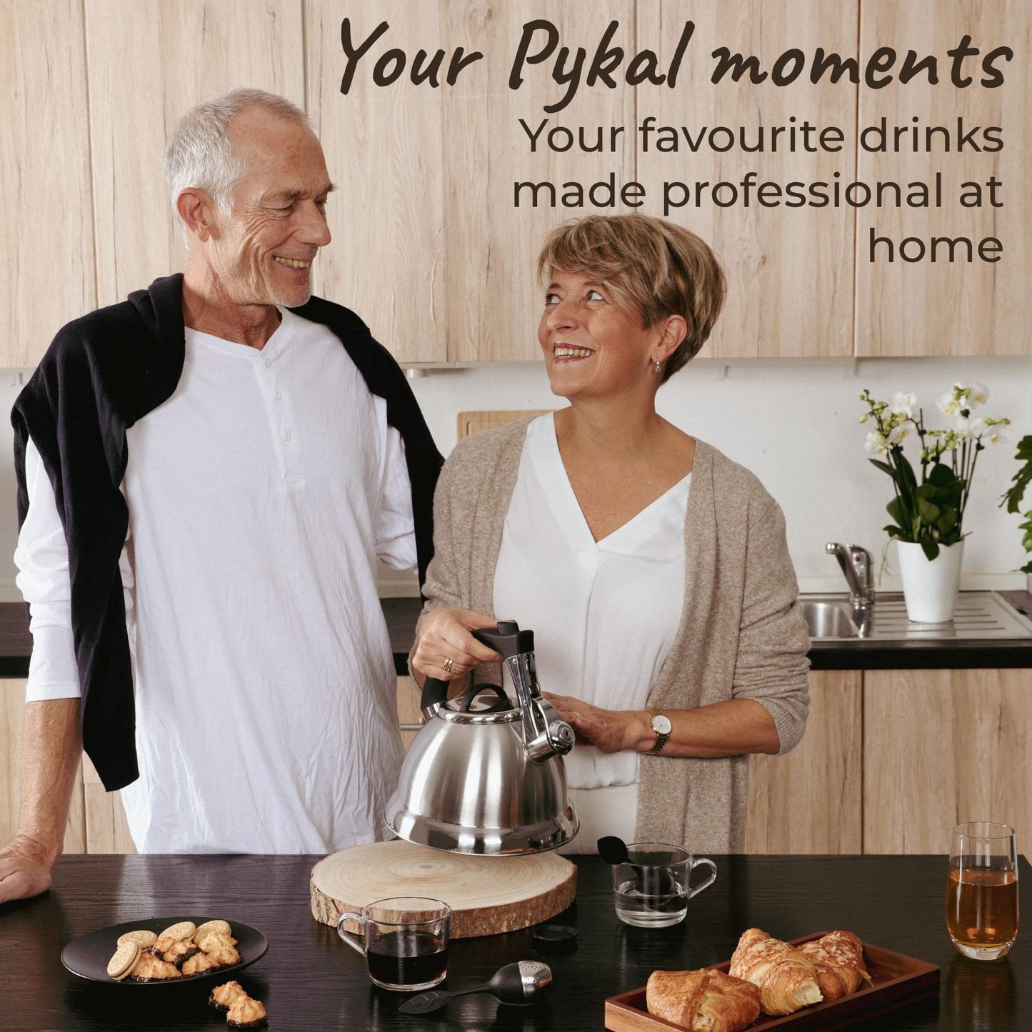 - Pykal Whistling Tea Kettle for Stove Top | 2.8l | Stainless Steel iCool Handle Tea Pot -