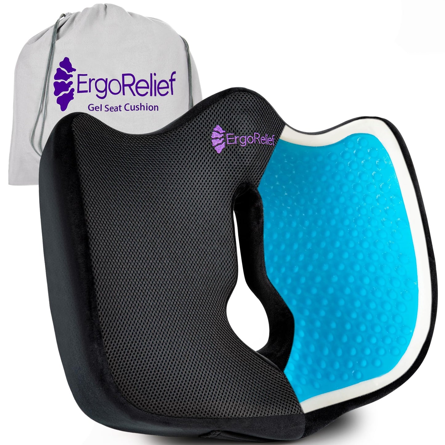 - ErgoRelief Gel-Infused Memory Foam Seat Cushion -
