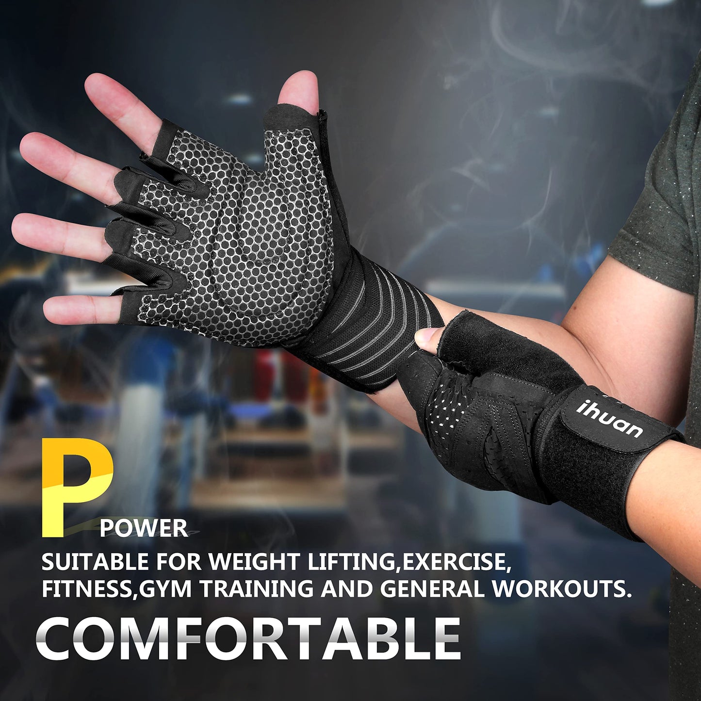 - ihuan Ventilated Weight Lifting | Gym Workout Gloves With Wrist Wrap Support -