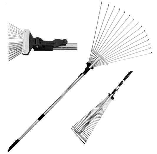 - TABOR TOOLS | J16E Telescopic Metal Rake | 60 cm long | Adjustable Folding -