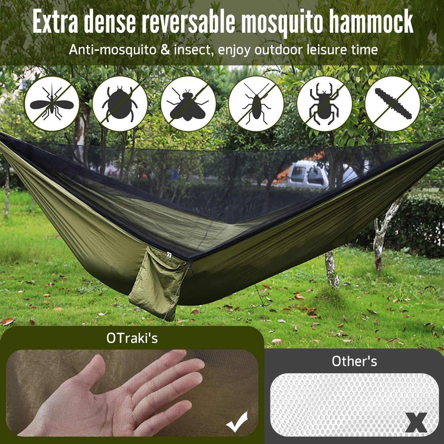 - OTraki Camping Hammock | Mosquito Net | 114x54 inch | Portable Hammock -