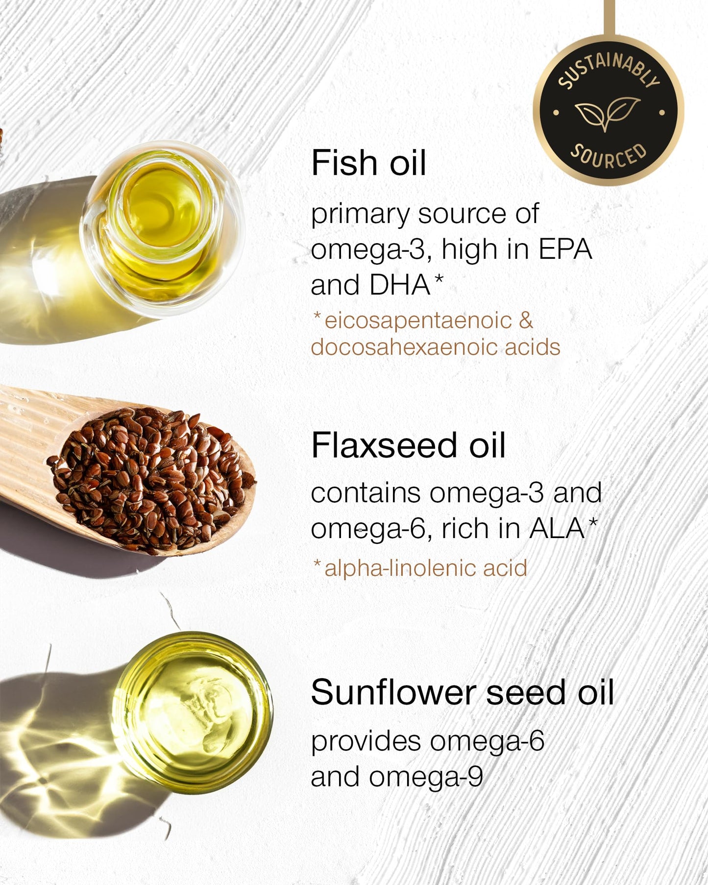 - Omega 3 6 9 Capsules | Premium Fish Oil, Flaxseed & Sunflower Oil | 90 Easy to Swallow Softgel Tablets -