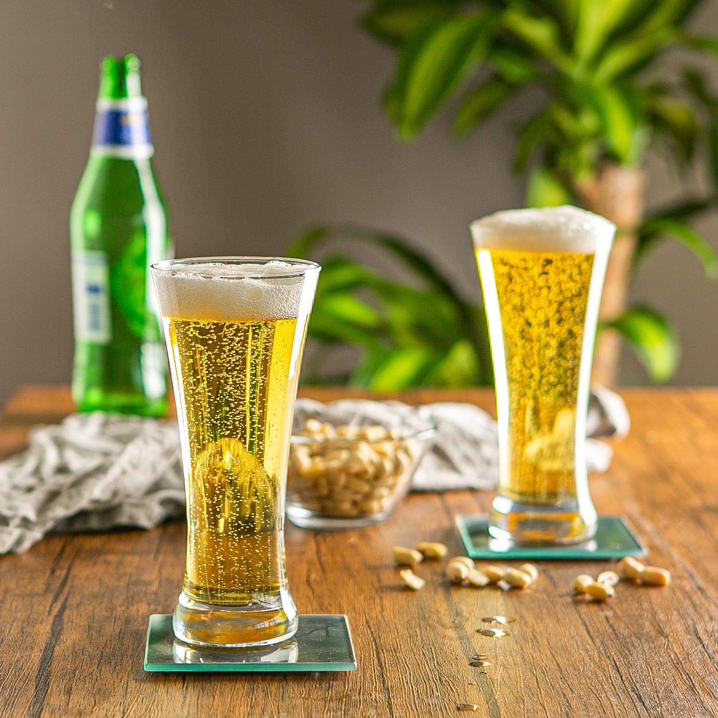 - Rink Drink 4 Piece Pilsner Beer Glasses Set | European Pub Bar Lager Pint Glass | 380ml -