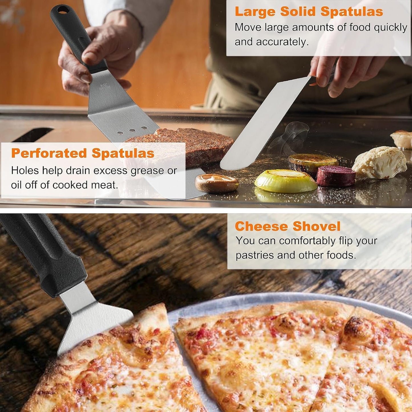 - Grilljoy 28-Piece Griddle Spatulas Kit with Cleaning Kit -