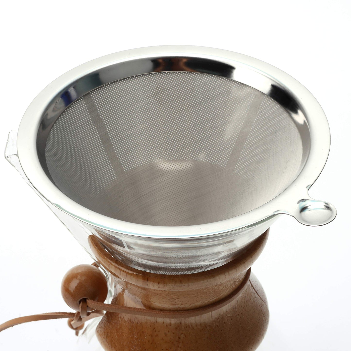 - QLESHINING Wood Neck Pour Over Coffee Maker | Permanent Filter and Coaster Pad -