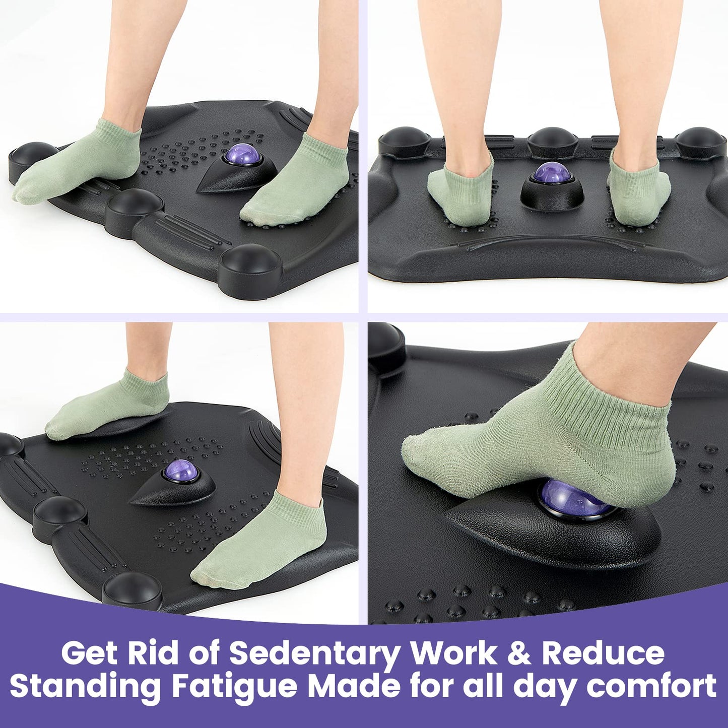 COSTWAY Anti Fatigue Mat, Ergonomic Standing Desk Mat, Acupuncture Foot Points Comfort Floor Mats for Home Kitchen Office (with Rolling Massage Ball)