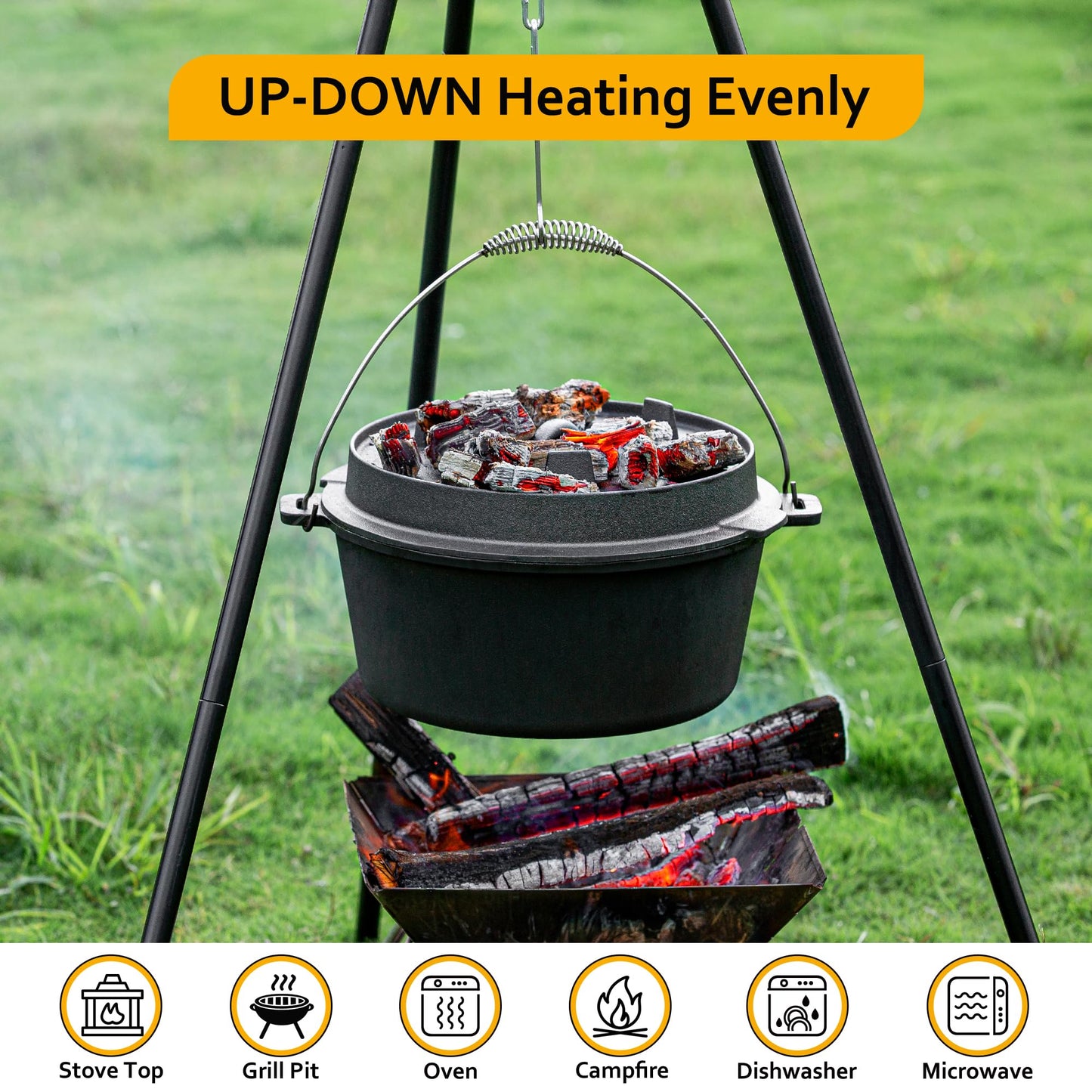 - Velaze Cast Iron Pot with Lid -