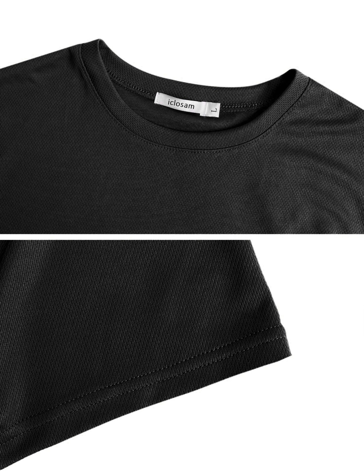 - iClosam 3 Pack Men Short Sleeve Athletic Tops- Dry Fit Gym Shirt -