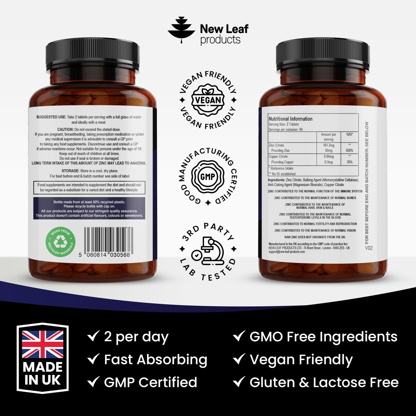 - Zinc 50mg High Strength - Zinc Tablets with Copper