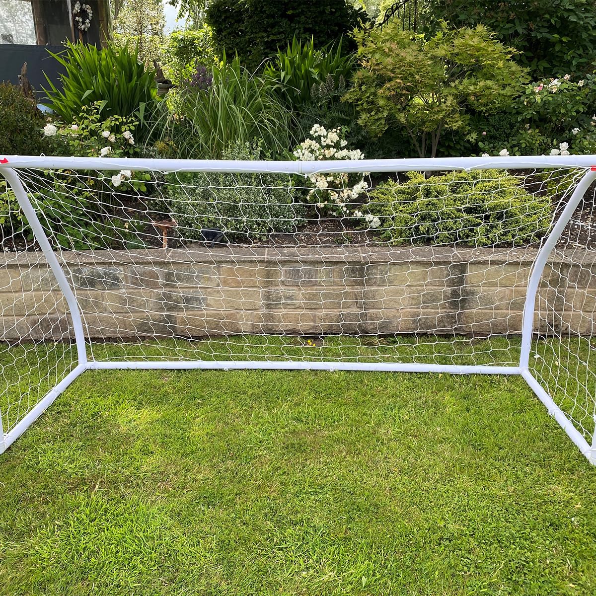 Charles Bentley Kids Junior 8ftx4ft Plastic Portable White Football Goal Inc. Net