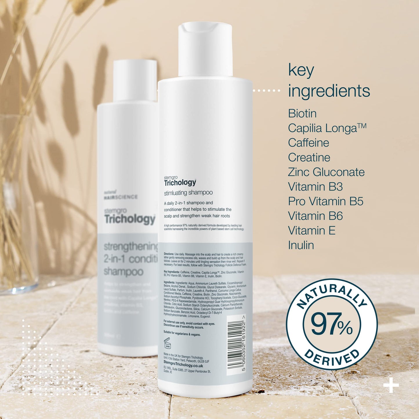 - Stemgro Trichology | Mens Hair Loss Shampoo and Conditioner | 2-in-1 | 300ml | Hair Growth Treatment for Men -