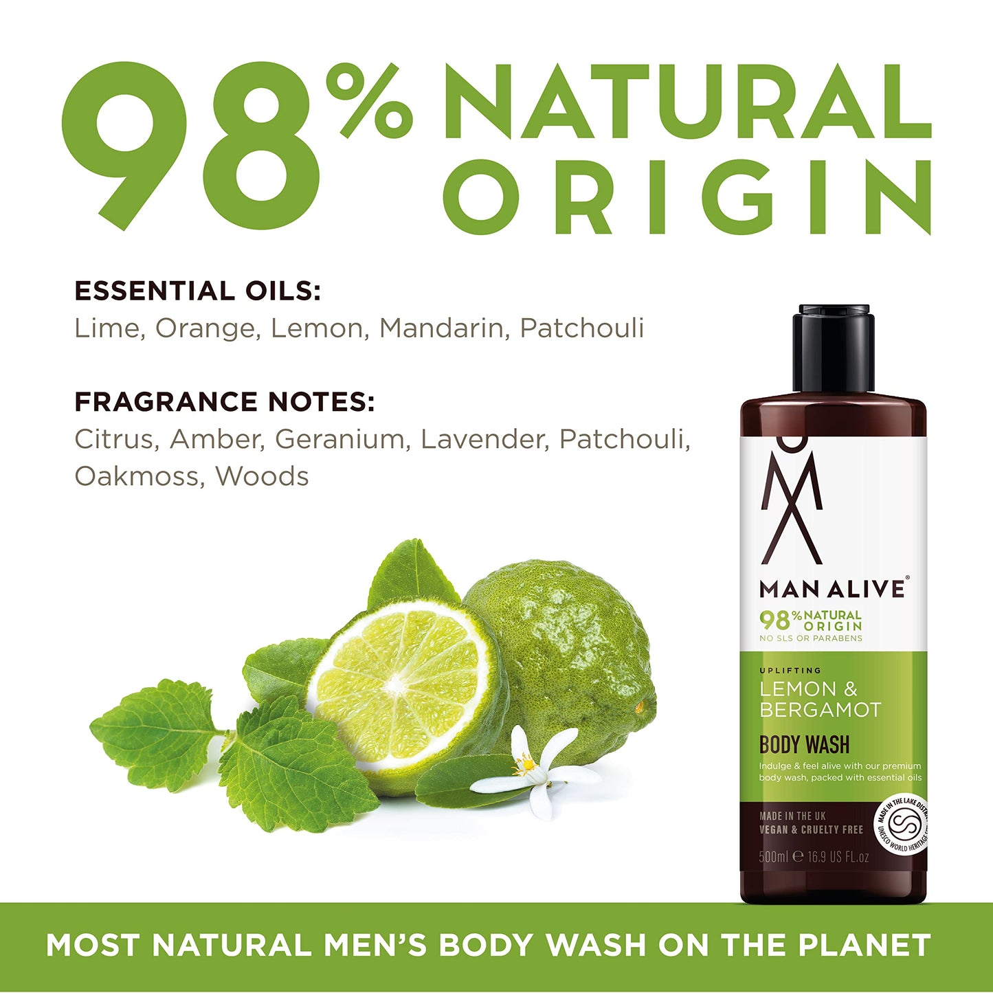 - MAN ALIVE Shower Gel for men | 500ml mens body wash & face wash -