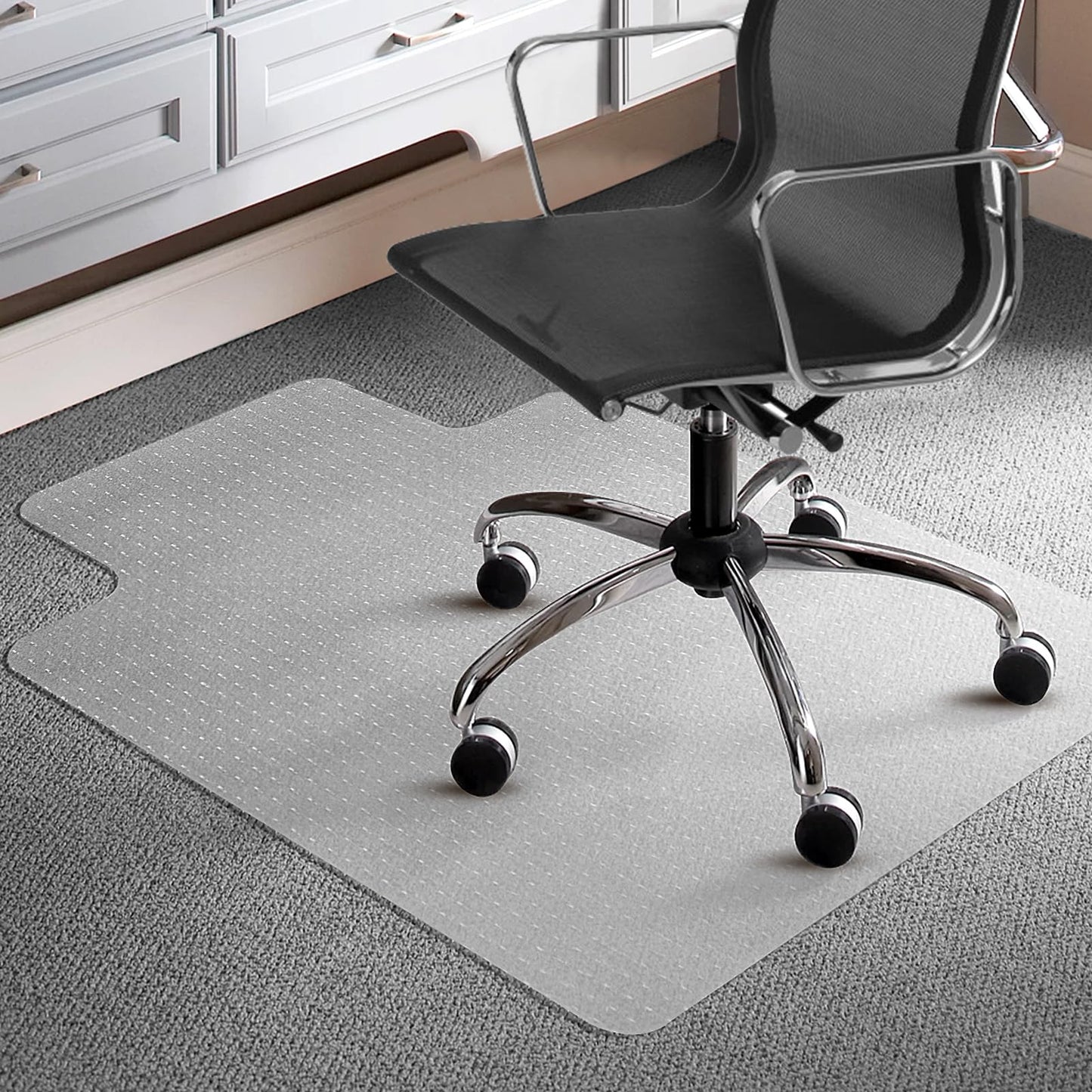 - Trintion Office Chair Mat for Carpeted Floor | 90x120cm PVC Floor Mat Non-Slip Pointed Waterproof Plastic Chair Mat Carpet Protector for Low, Standard and Medium Pile Carpets (Pointed T-shape)