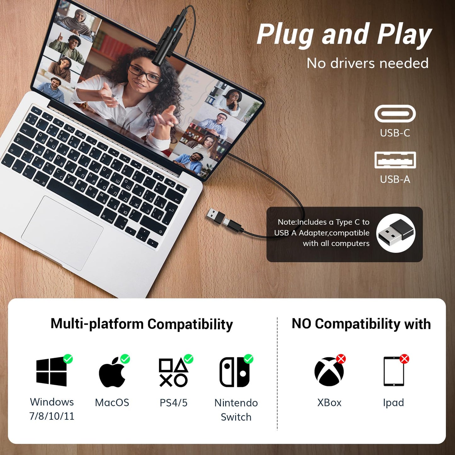 - TONOR USB Conference Microphone | Laptop | Adjustable Computer PC Mic -