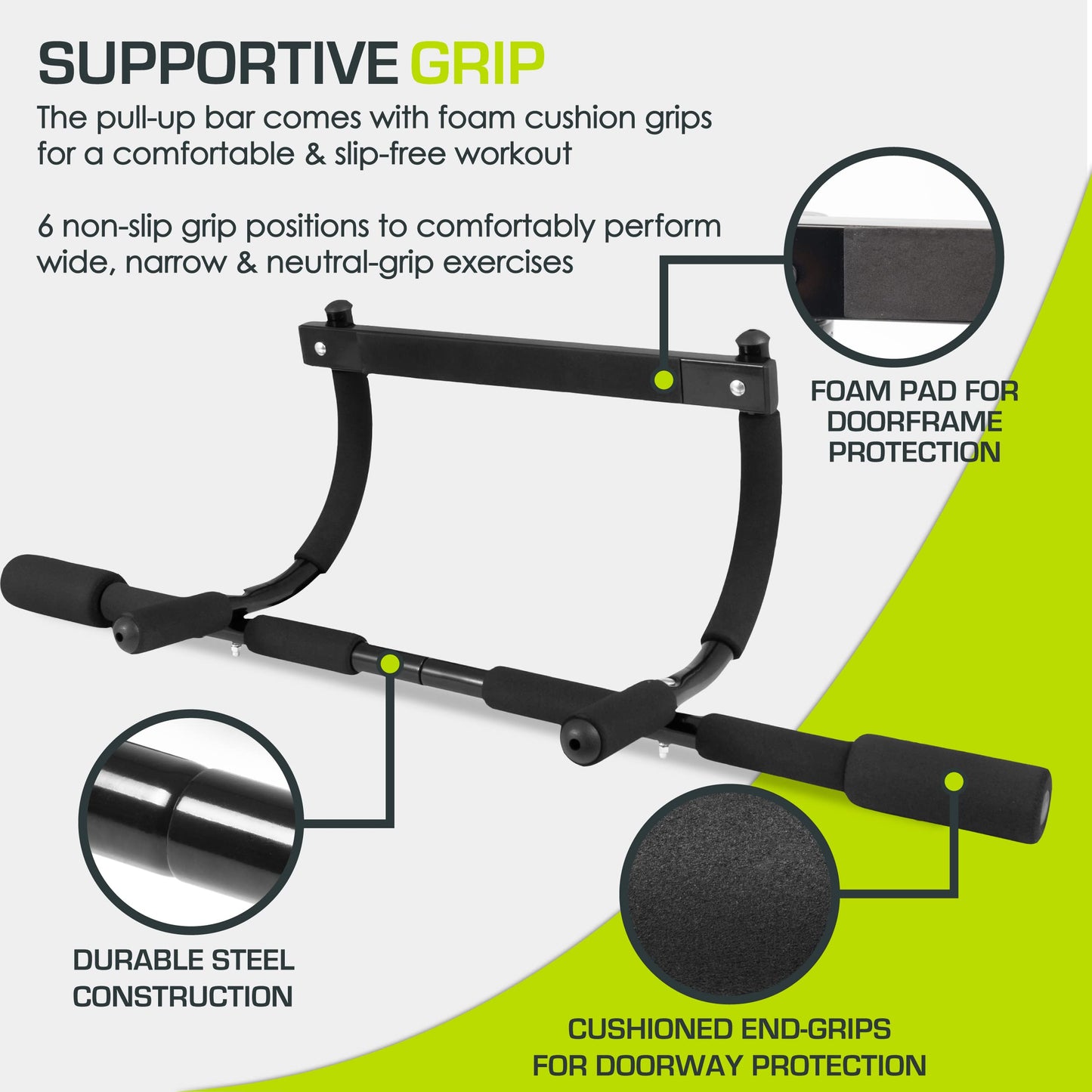 - ProsourceFit Multi-Grip Lite Pull Up/Chin Up Bar | Heavy Duty | For Home Gyms 24”-32” -