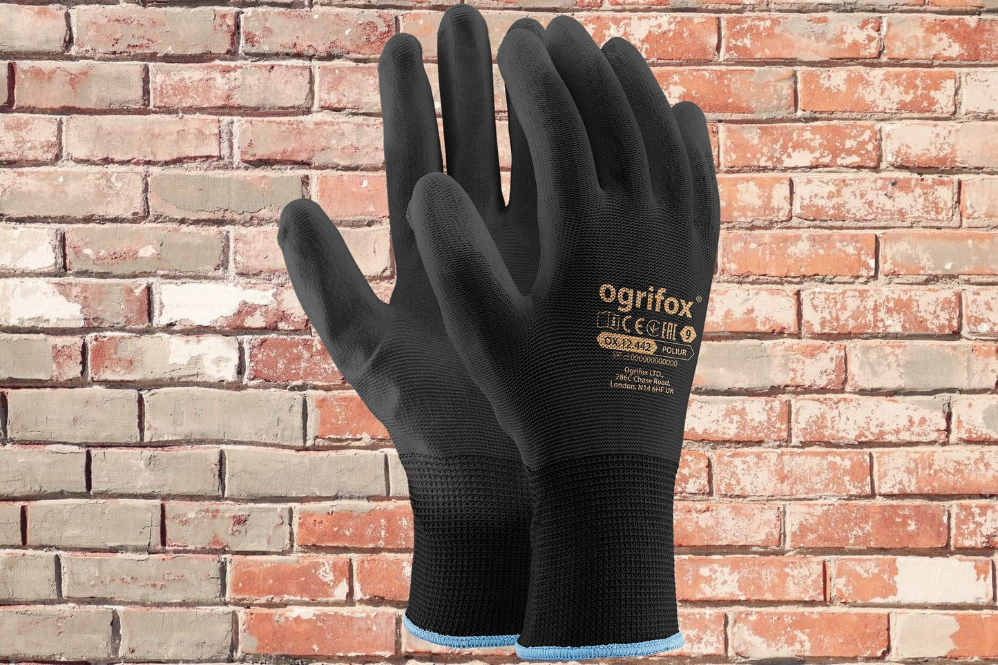 - Ogrifox AJS LTD® | 24 Pairs |  Black PU Coated Nylon Work Gloves -