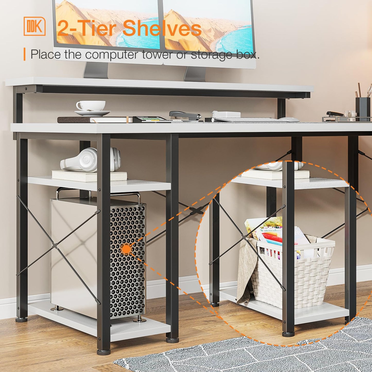 - ODK Corner Desk | Reversible L Shaped Desk | Monitor Stand -