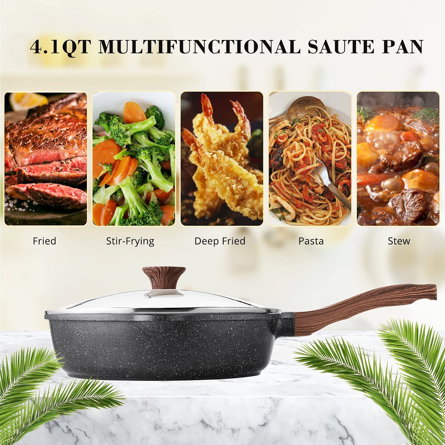 - SENSARTE Nonstick Deep Frying Pan Skillet | 26 cm/4 Litre Frying Pan with Lid -