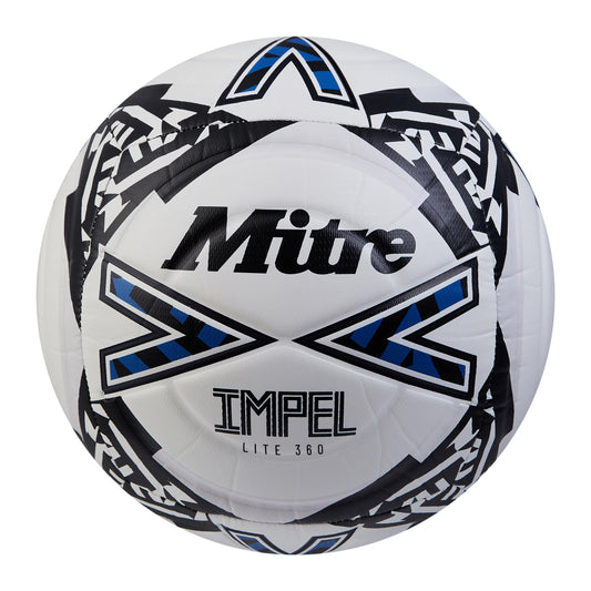 - Mitre Impel Lite 360 Football | Highly Durable | Lightweight Ball, White/Black/Blue | Size 5