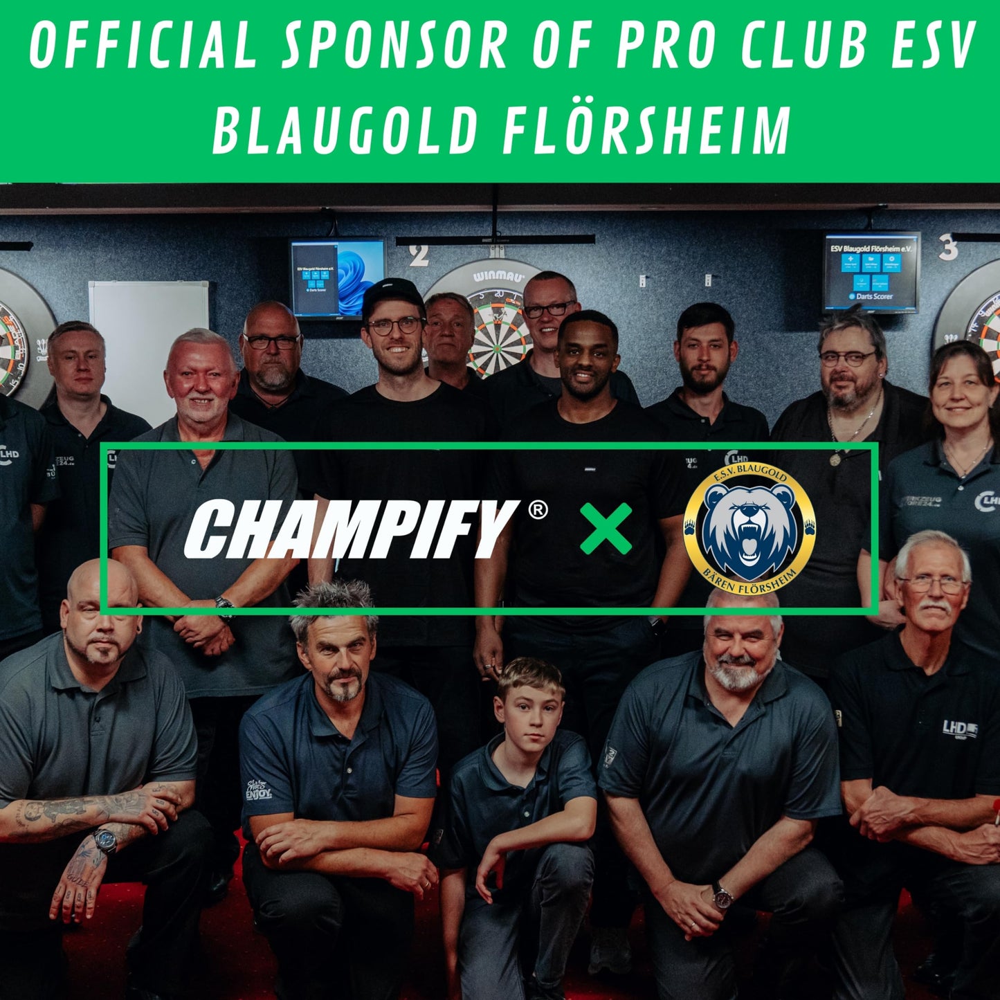 Champify® Black dart case with holder system to prevent the darts from slipping | Hard case for protection for 3 steel darts or soft darts & many pockets for dart flights & other accessories