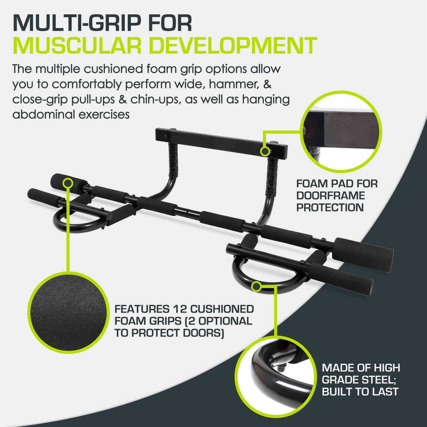 - ProsourceFit | Multi-Grip Chin-Up/Pull-Up Bar, Heavy Duty | Doorway Trainer for Home Gym -