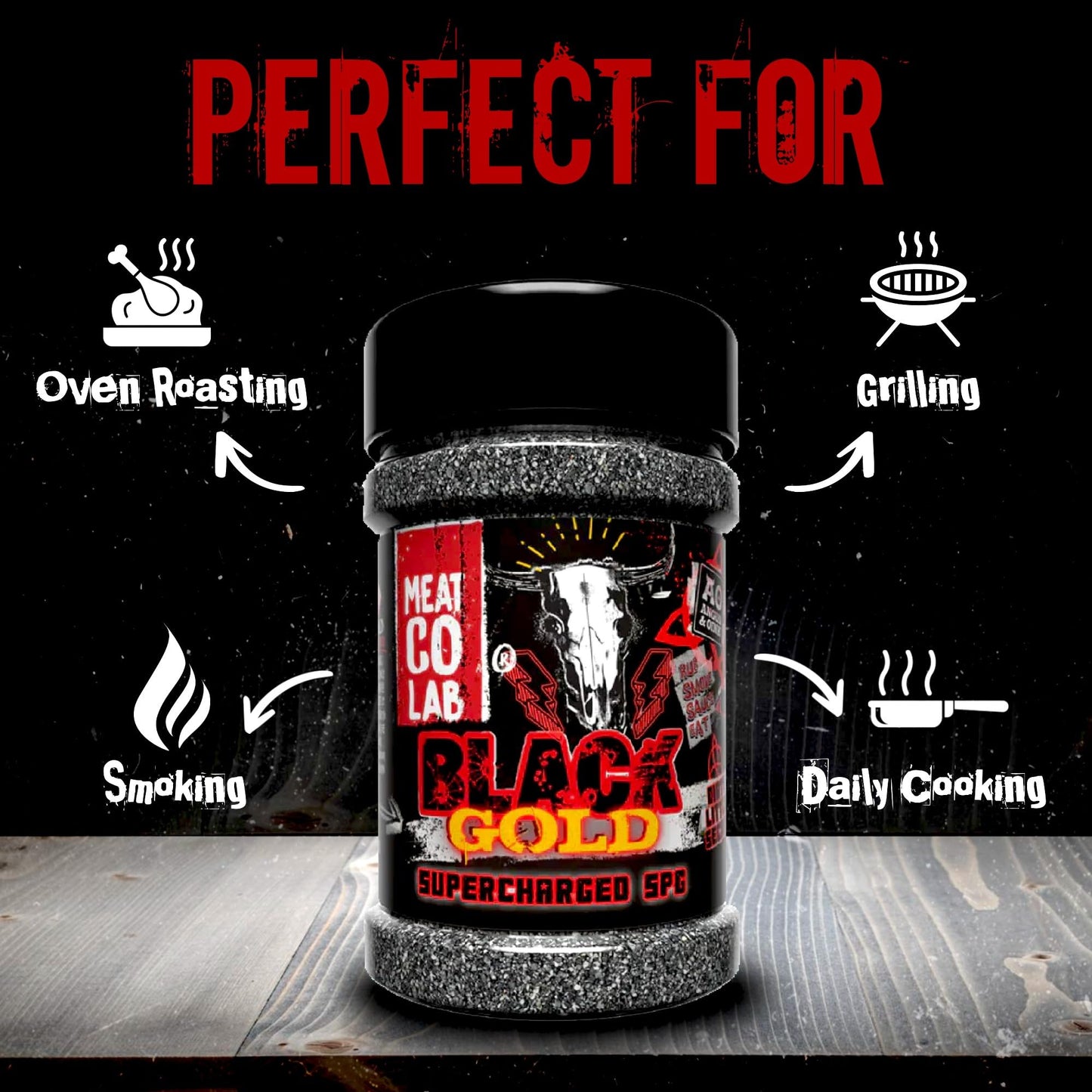 Angus & Oink | Black Gold Supercharged SPG BBQ Rub | Insane Beef Flavour & Umami Boost | Gluten-Free | Perfect for Grilling & Smoking | 200g