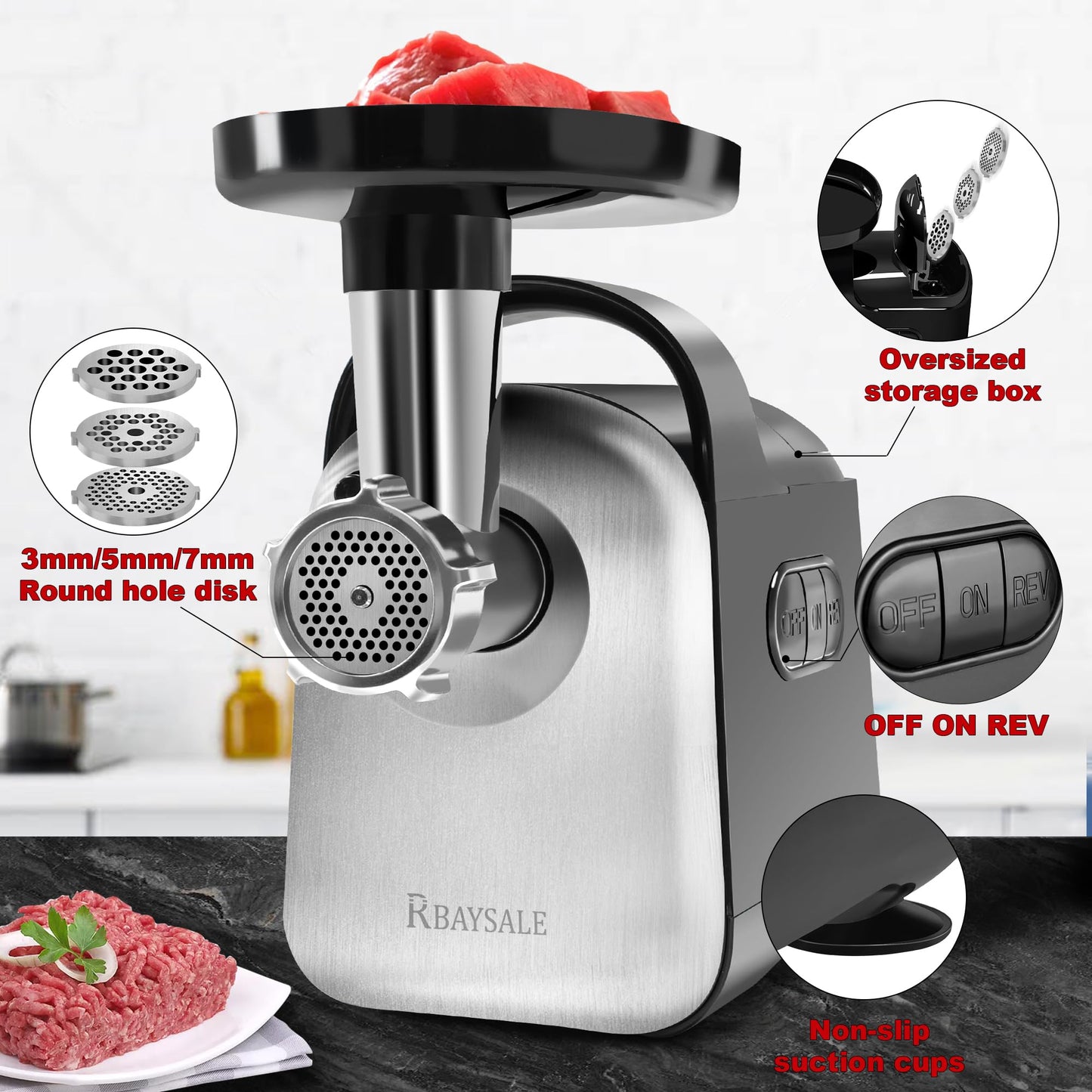 - RBAYSALE Meat Grinder Mincer | Meat Mincer Machine with Kibbe Attachment -