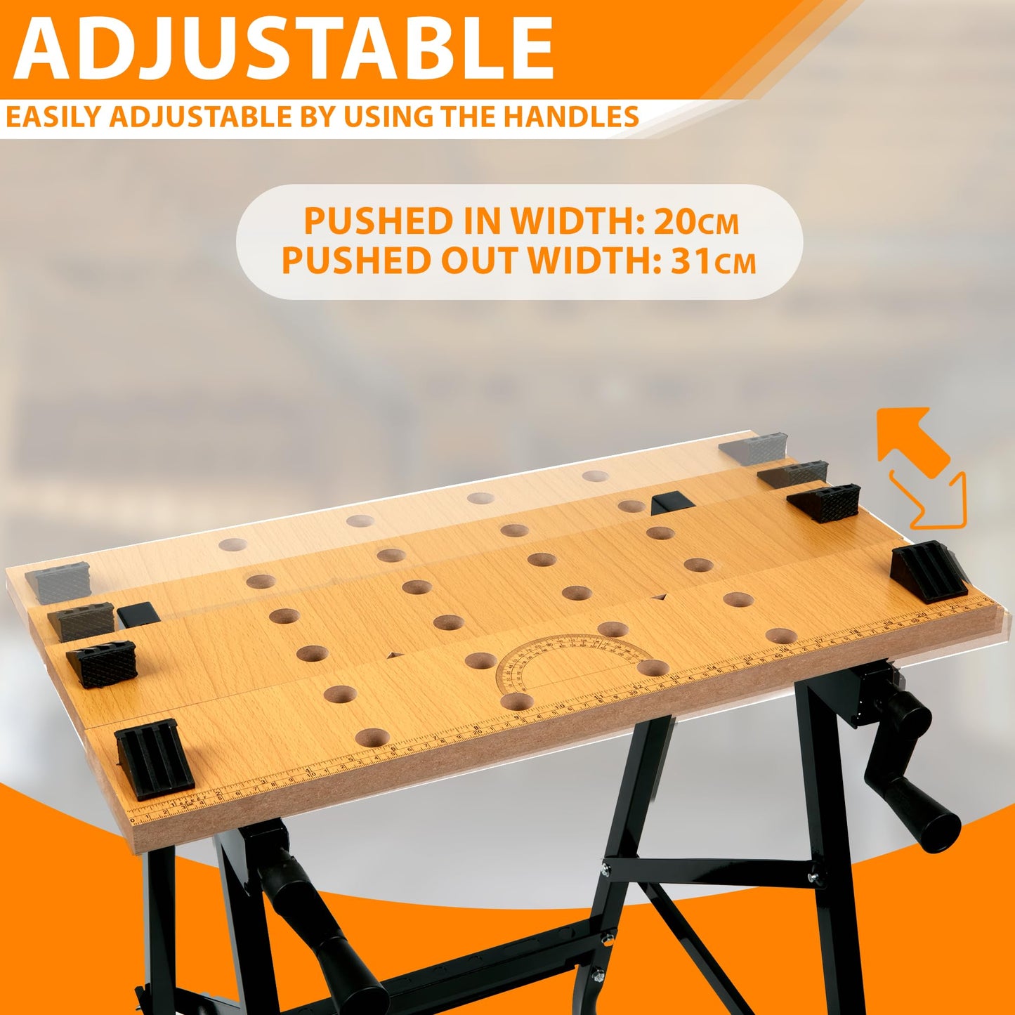 - ZENO Workbench Tool Stand | Foldable Work Bench with Heavy Duty Steel Frame