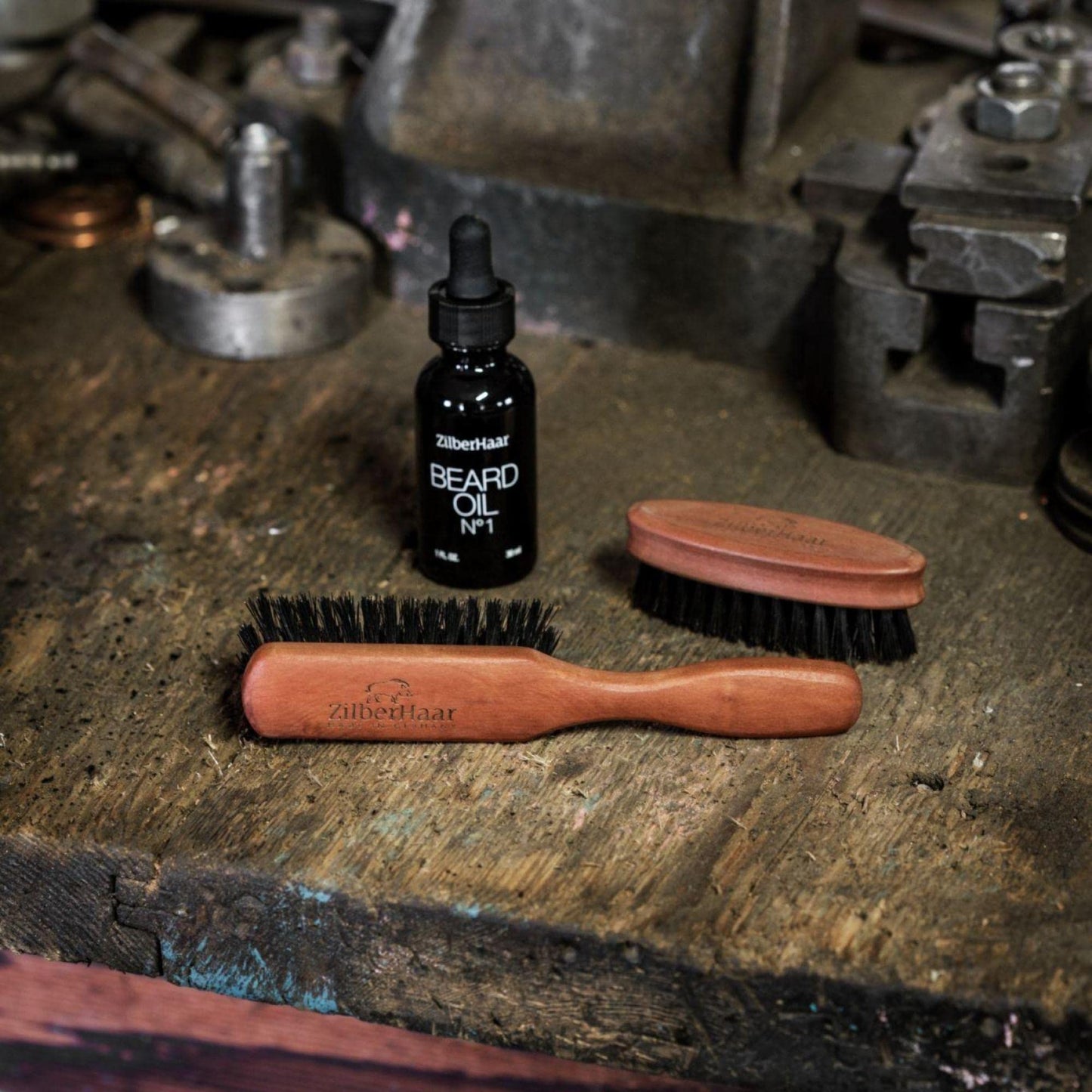 Beard Brush by ZilberHaar - Stiff Beard Brush for Men, Boar Bristle Hair Brush - Straightens & Promotes Beard Growth, Works with Natural Beard Oil & Beard Styling Balm to Soften Beard – 15cm long
