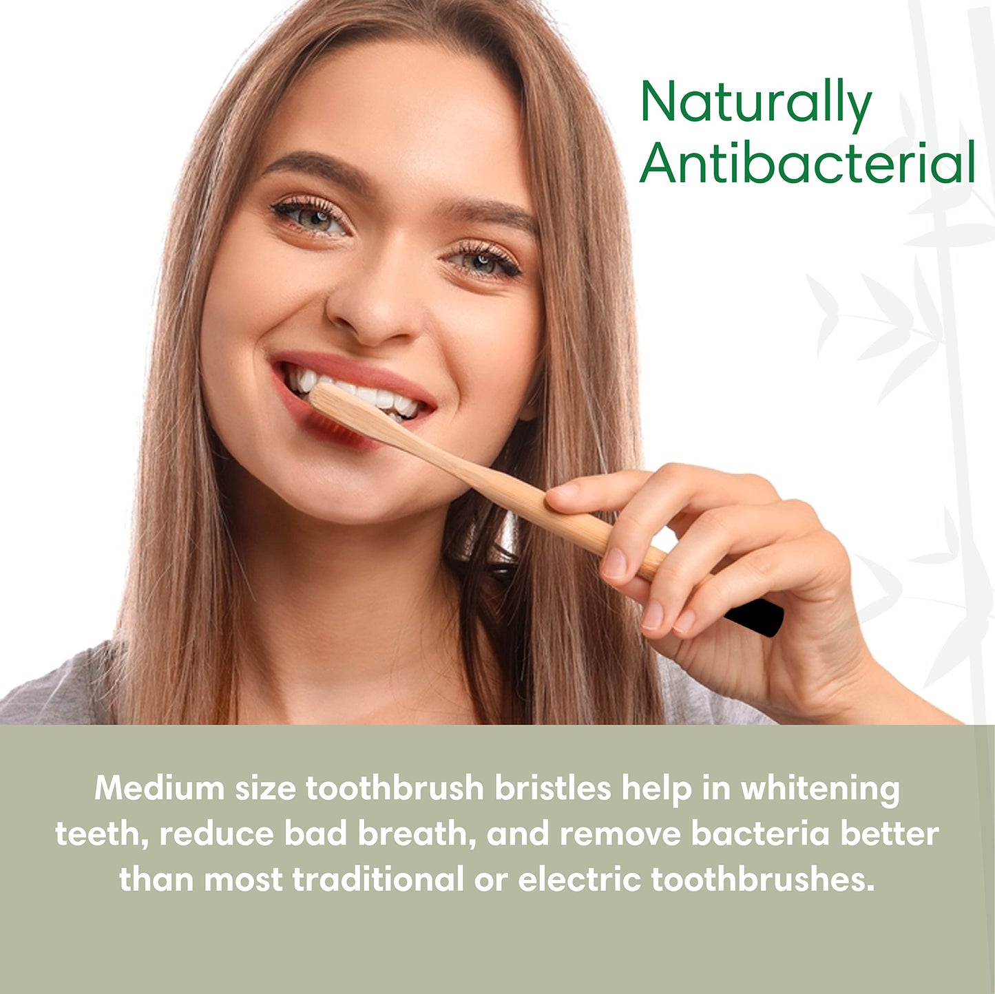 - Eco Freako Bamboo Toothbrushes | Medium Black Bristles for Adults | Natural Bamboo Toothbrush -