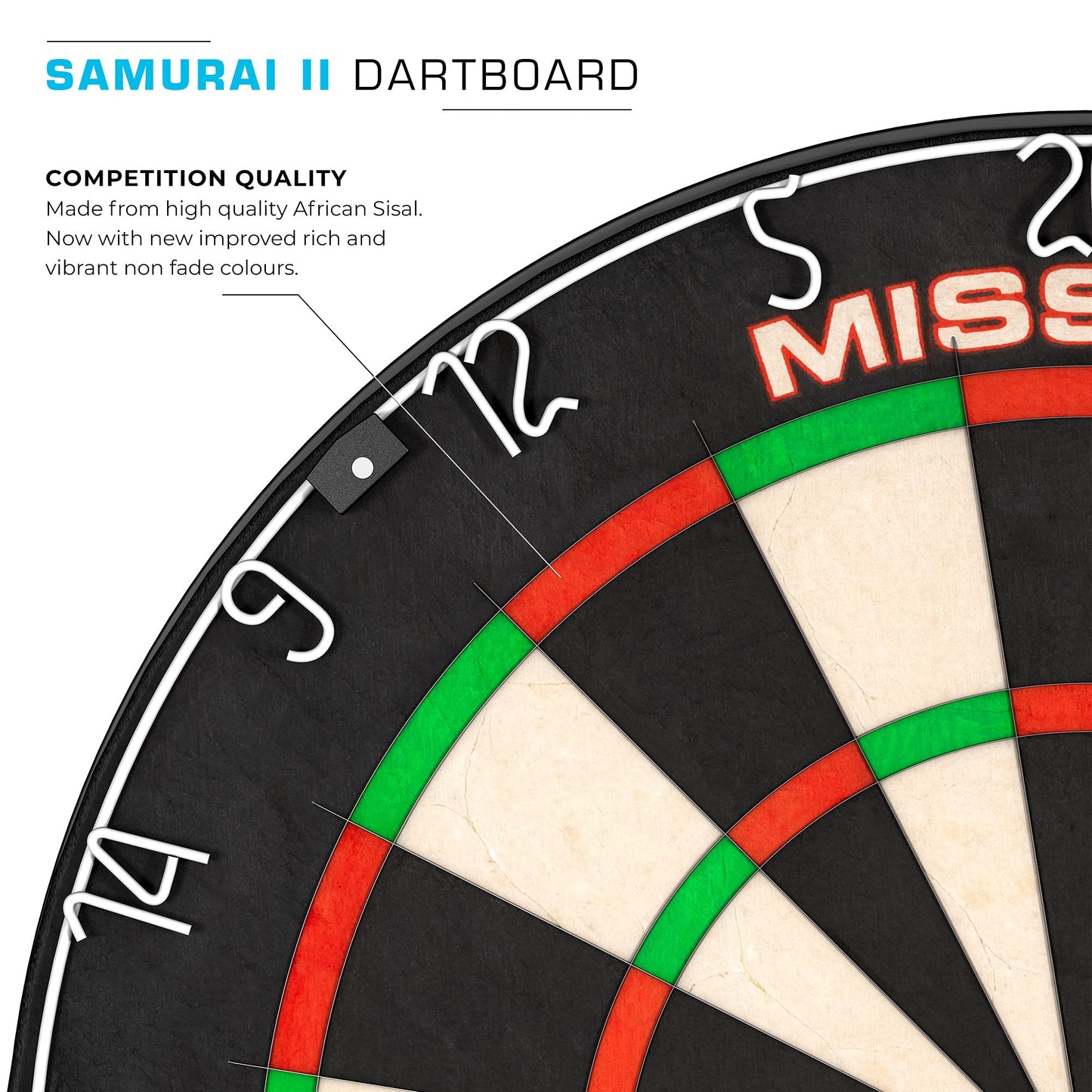 - Mission Darts DB023 Samurai II | Professional Competition Standard Dartboard with Ultra Thin Wire Construction and Non Fade Colours -