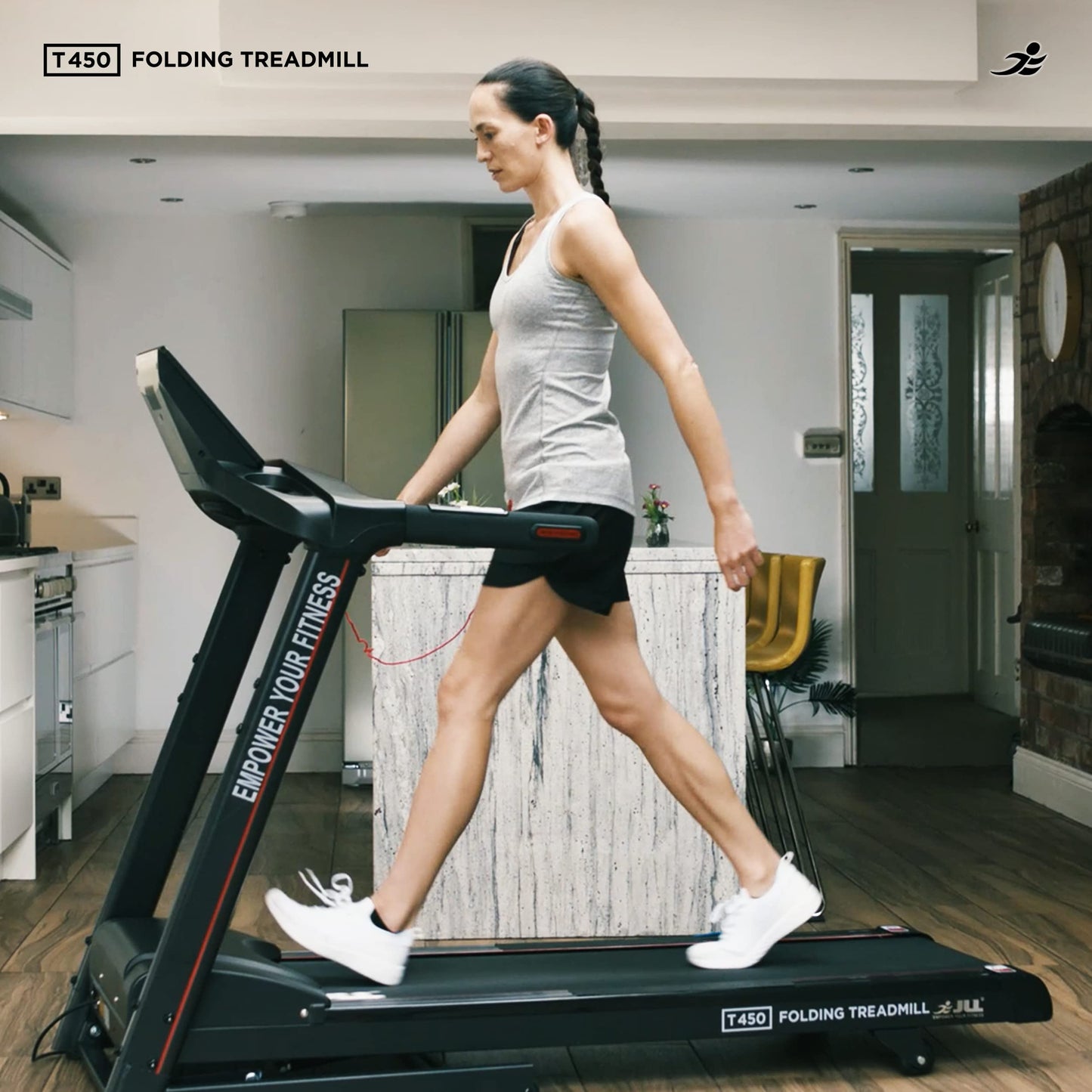 - JLL T450 Folding Home Treadmill | 4.5HP Treadmill with Speaker | LCD Display | Speed 0.3-16 KPH Walking Machine for Home -