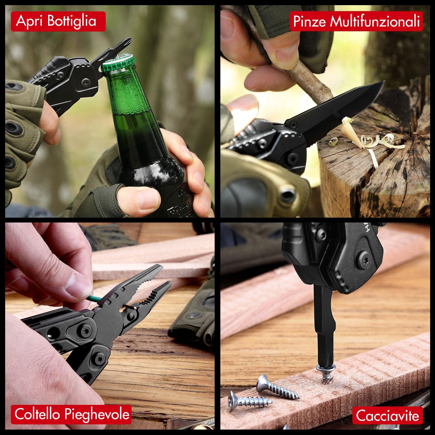 - HALO FORGE 13 in 1 Camping Multi Tool | Premium Stainless Steel Folding Gadgets | Survival Fishing EDC Pocket Small Utility Kit -