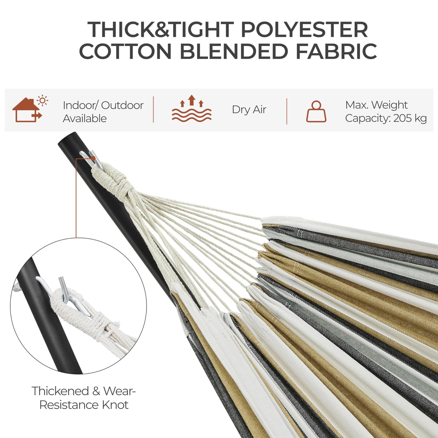 - Yaheetech Hammock with Stand Set, 2-seater Cotton Hammock with Adjustable Metal Frame.