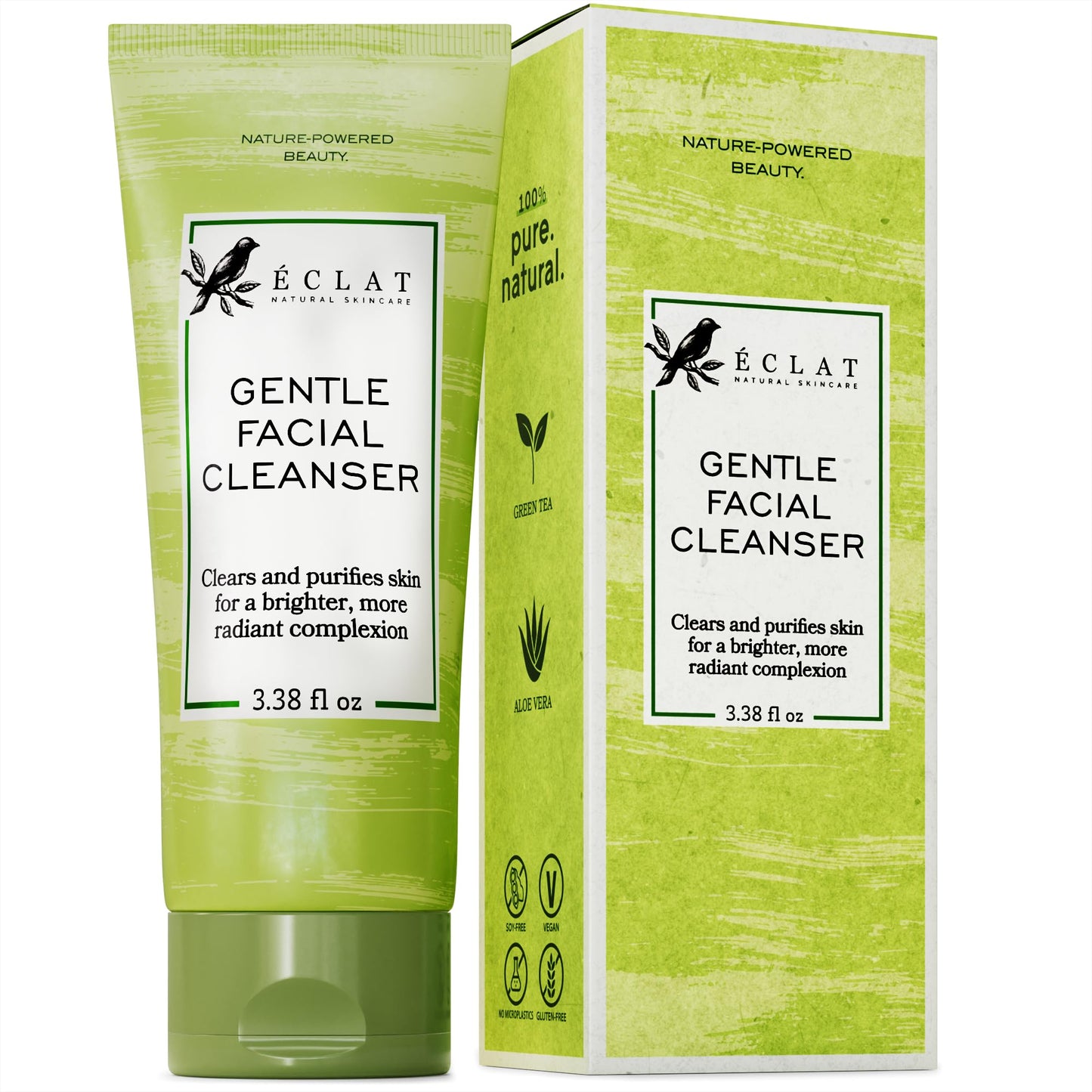 - Gentle Facial Cleanser | Green Tea Face Wash + Aloe Vera | Vitamin C & E | All Natural Face Wash -