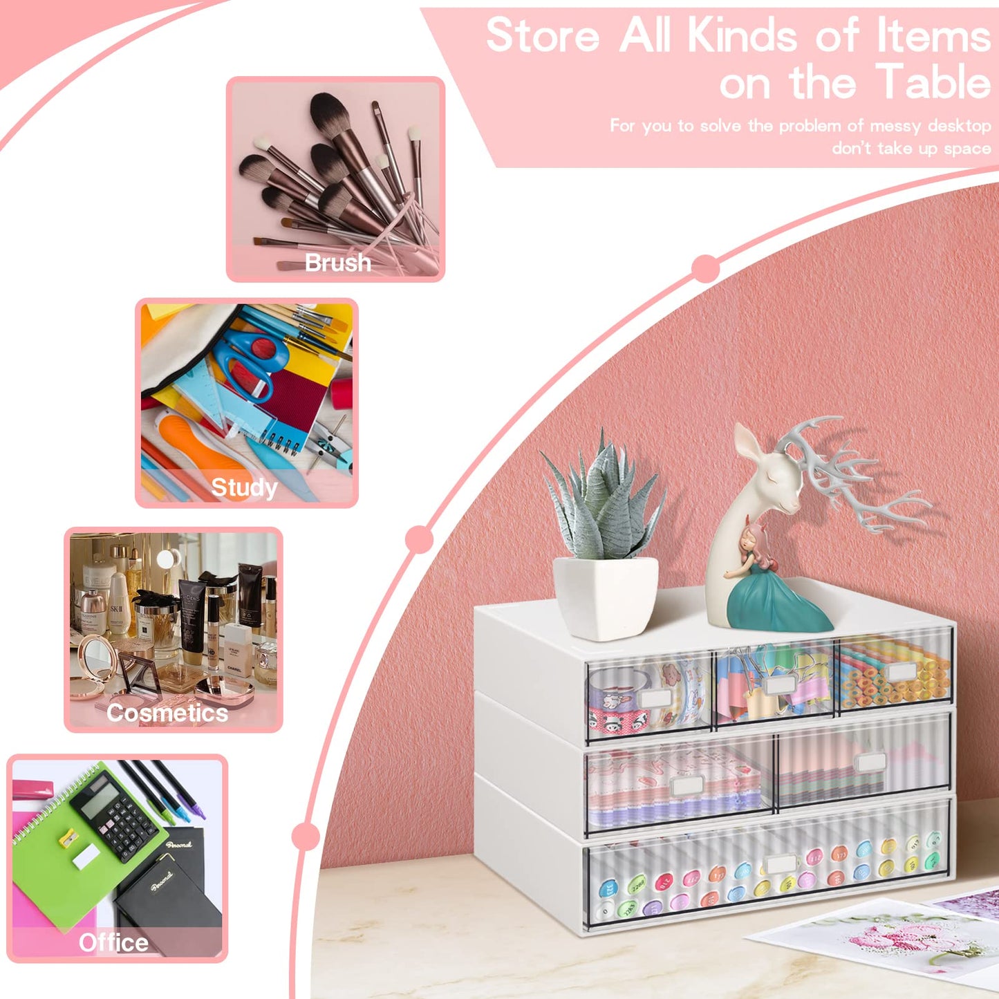 - VASZOLA Stackable Desk Organizer with 6 Drawers -